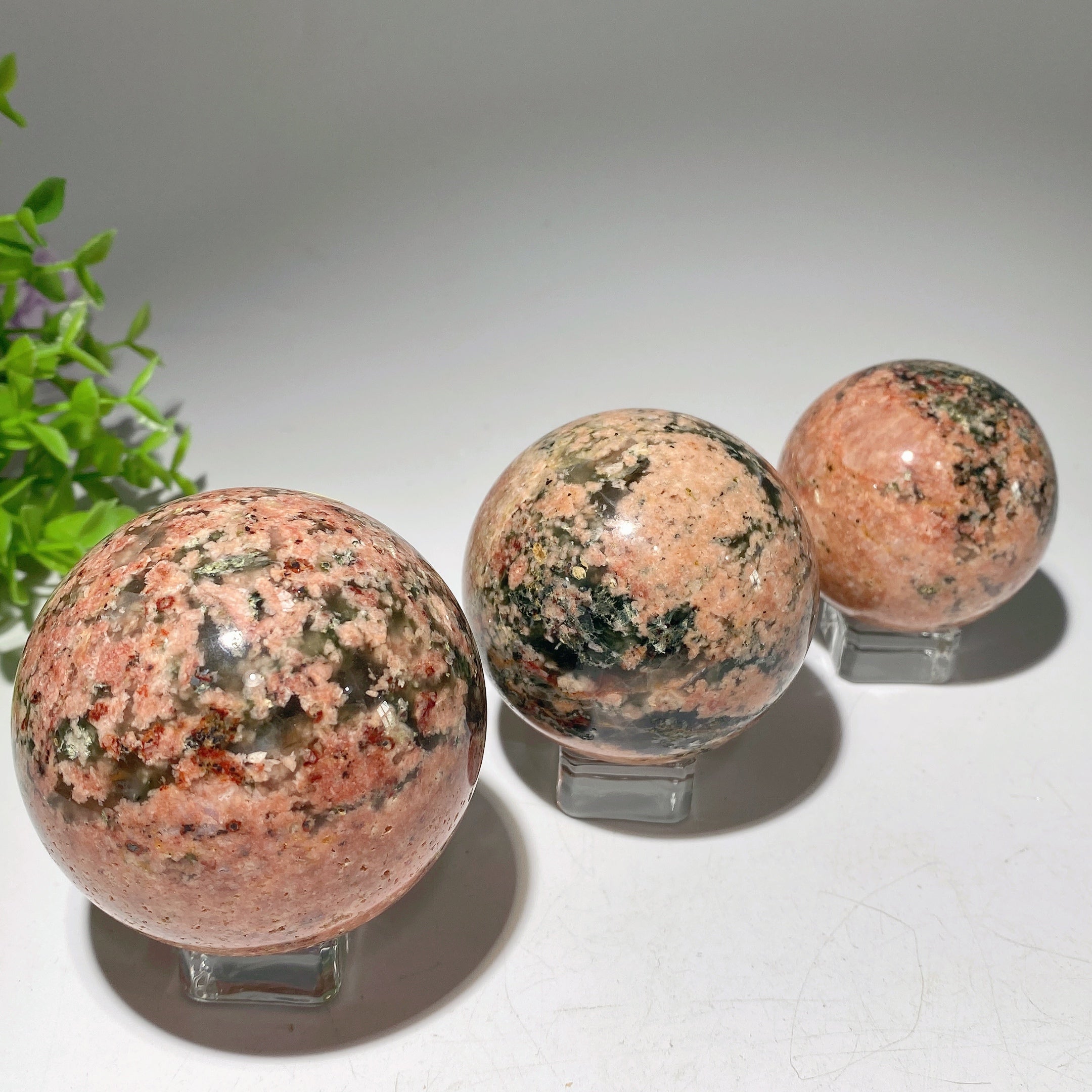 2.0-3.0 inch Natural Green Rutile Cherry Blossom Sphere