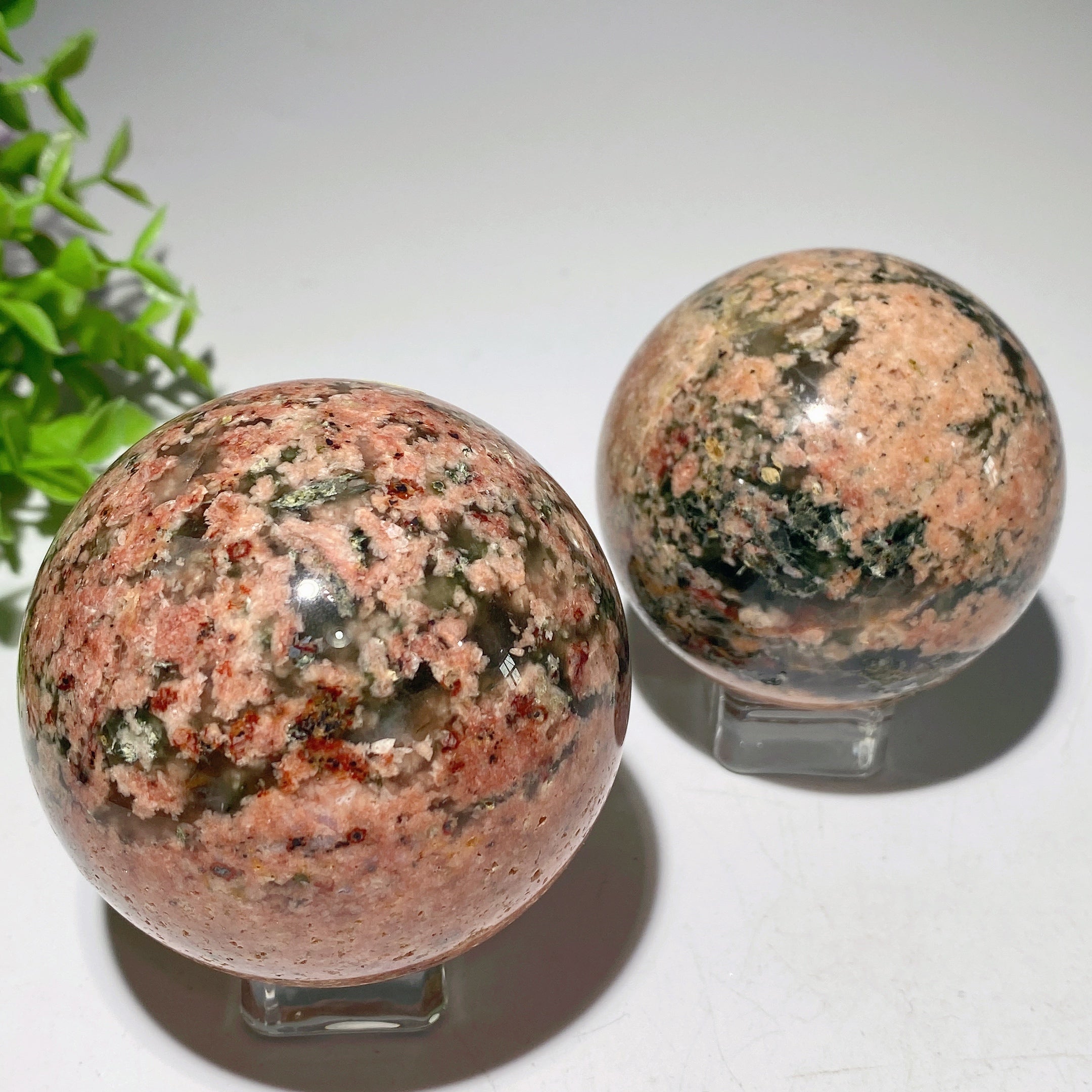 2.0-3.0 inch Natural Green Rutile Cherry Blossom Sphere