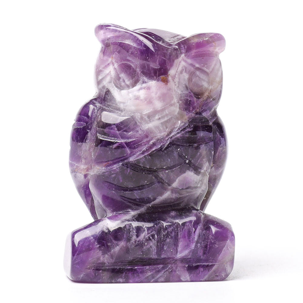 Figurine de hibou en cristal d'améthyste de 5 cm pour la sagesse
