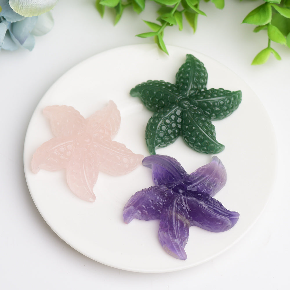 2.0 Inch Fluorite Sea Star Crystal Carving for Healing