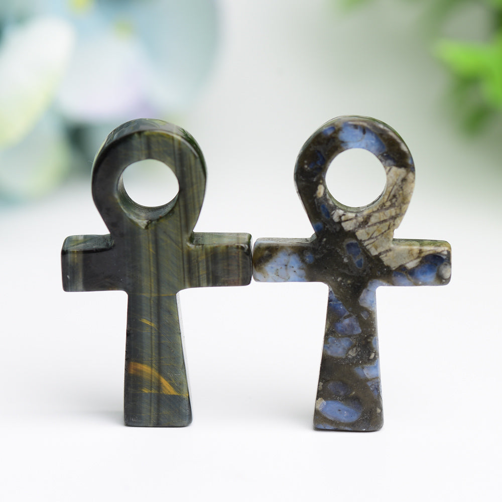 2.0 Inch Life Key Crystal Figurine with Healing Energy - Blue Que Sera