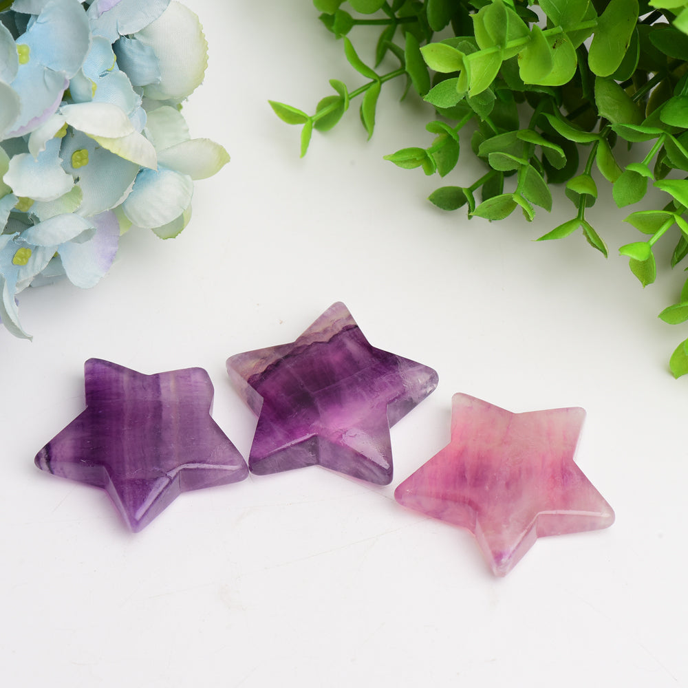 Sculpture en cristal d'étoile en fluorite violette de 2,0 pouces