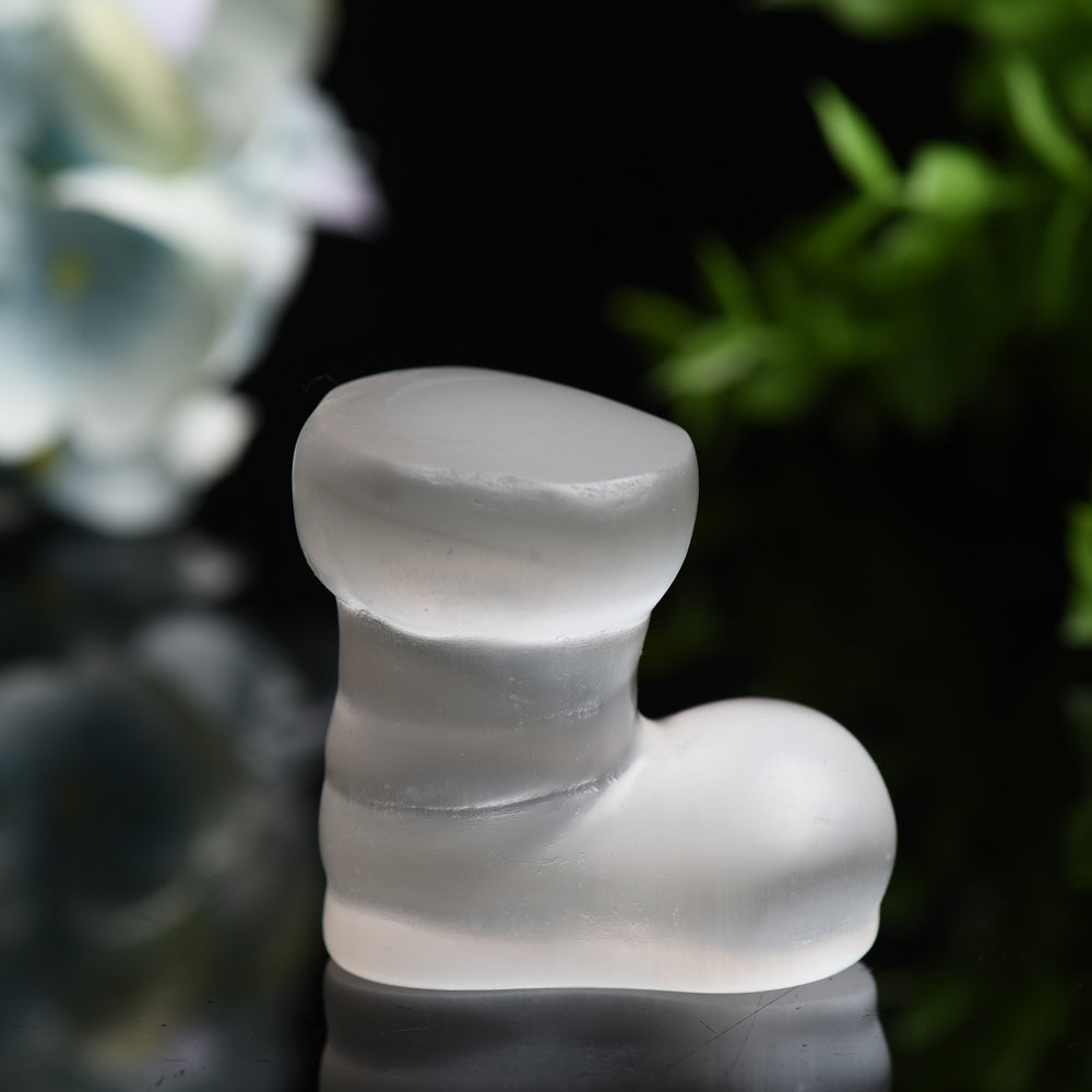 2.0 inch Selenite Crystal Boot Carving Figurine