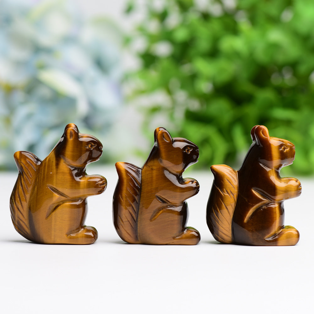 2.0 inch Tiger's Eye Squirrel Crystal Carving for Grounding