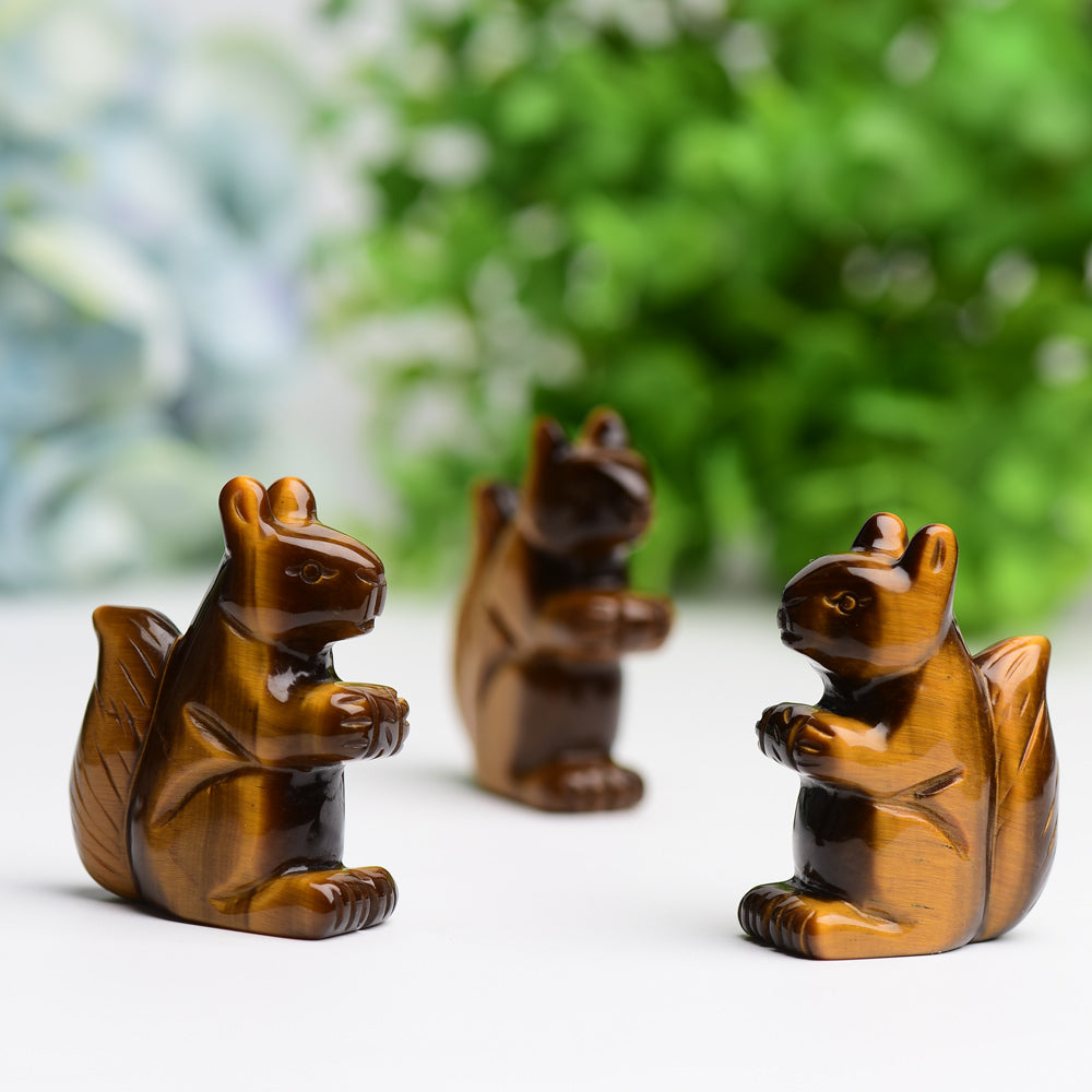 2.0 inch Tiger's Eye Squirrel Crystal Carving for Grounding