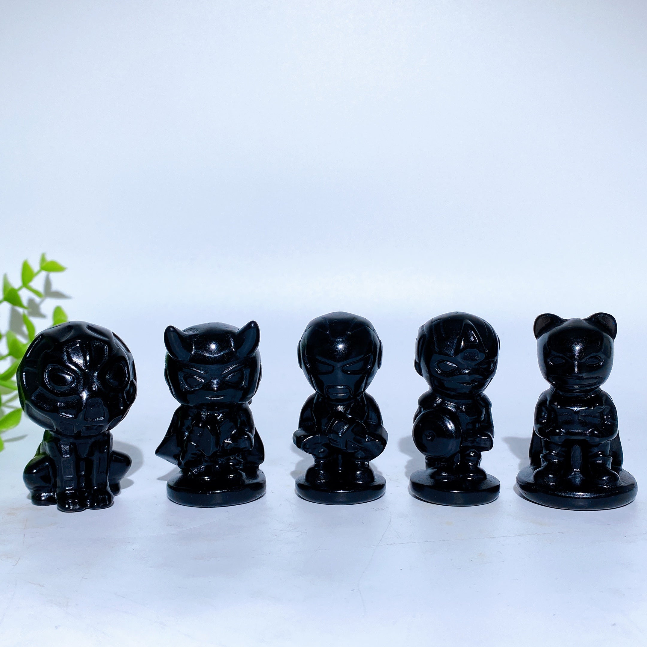 2.1" Black Obsidian Marvel Character Crystal Figurines