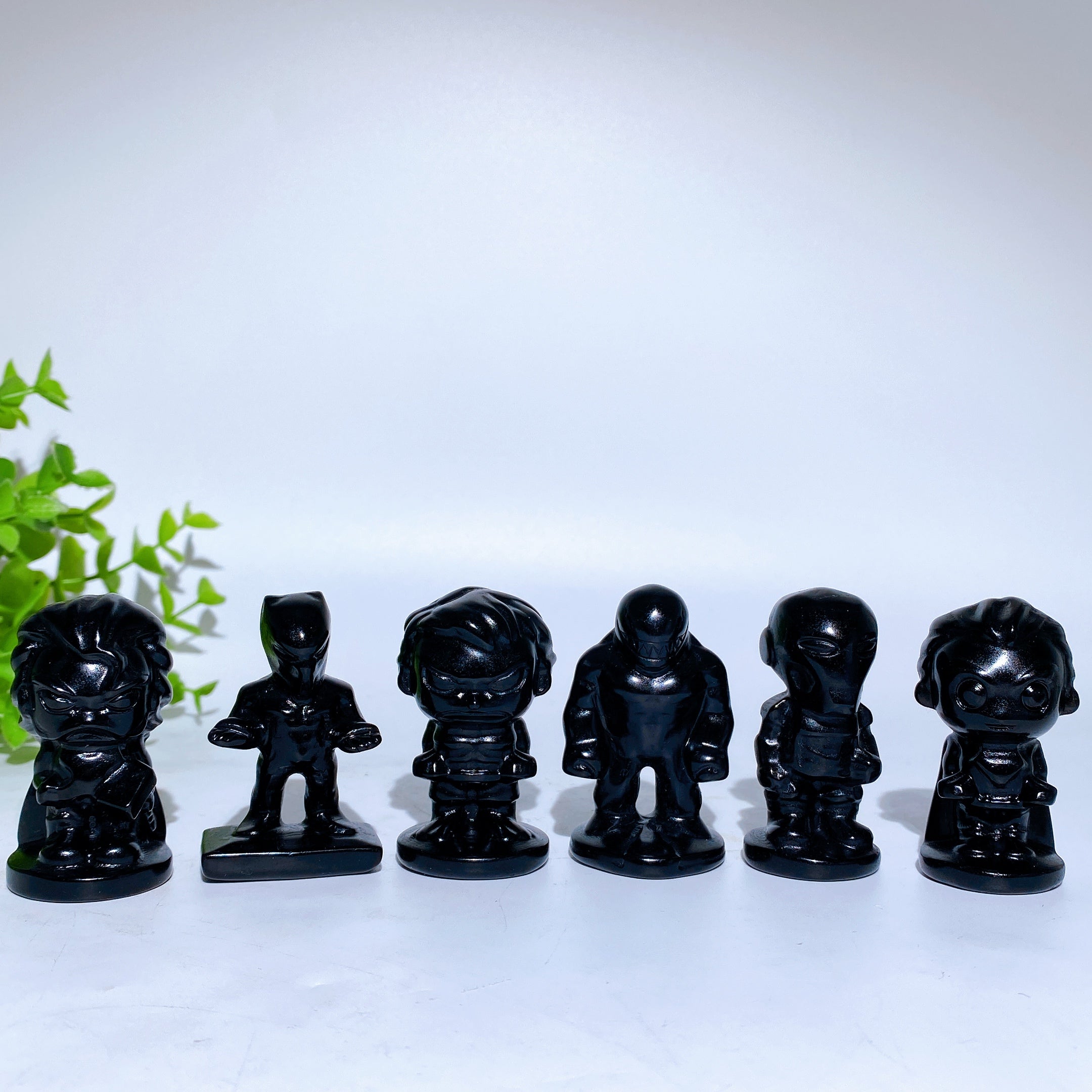 2.1" Black Obsidian Marvel Character Crystal Figurines