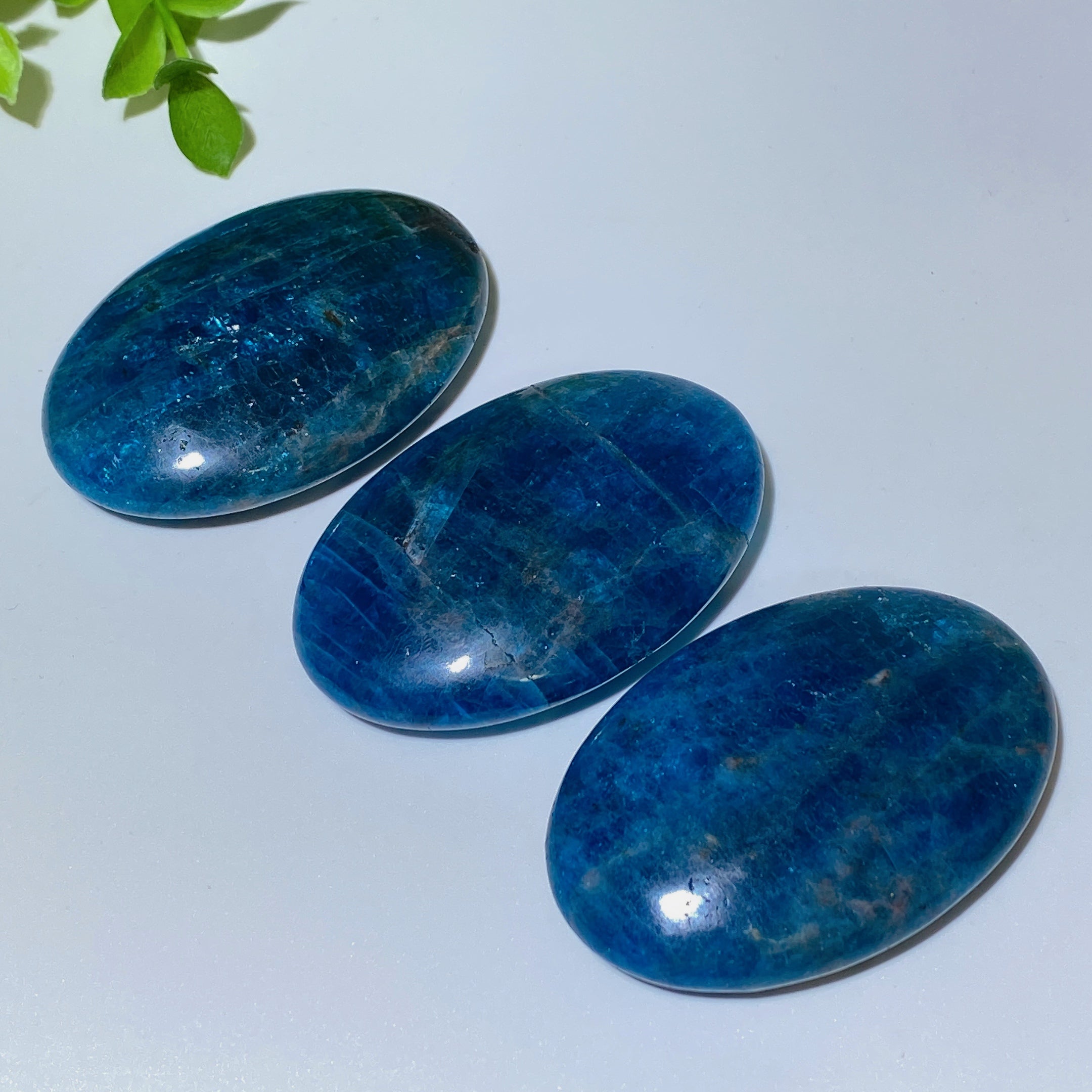 Pierre de paume de guérison en apatite bleue de 5,3 cm pour la méditation