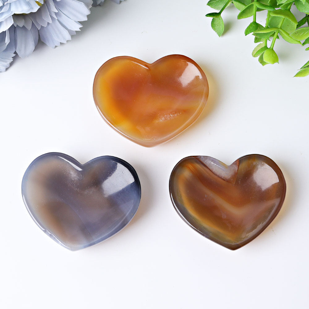 Bol en cristal en forme de cœur en agate de 2,1 pouces