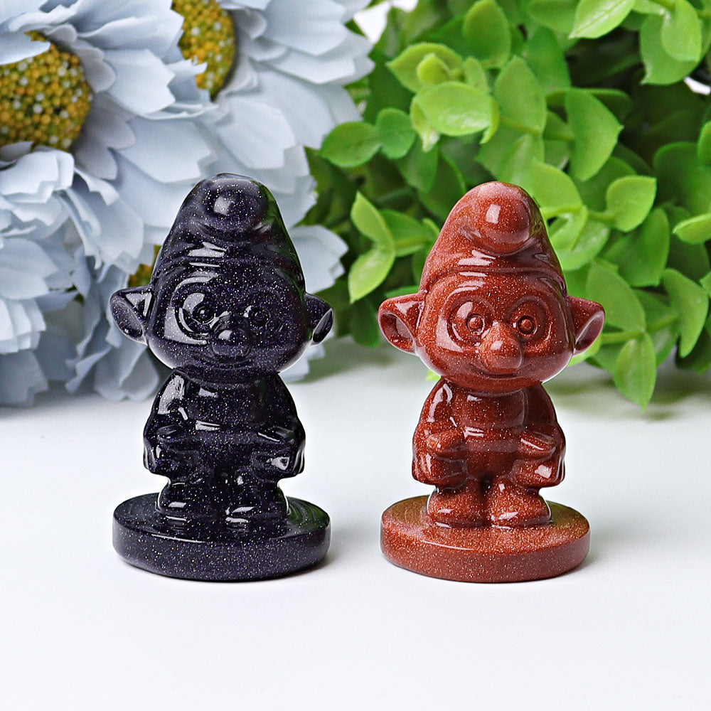 2.1 inch Blue & Golden Sandstone Smurfs Spiritual Statue