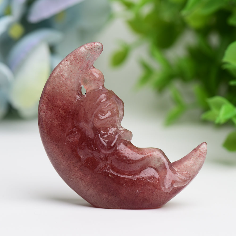 Figurine en cristal de fée lunaire de 2,1 pouces sculptée à la main
