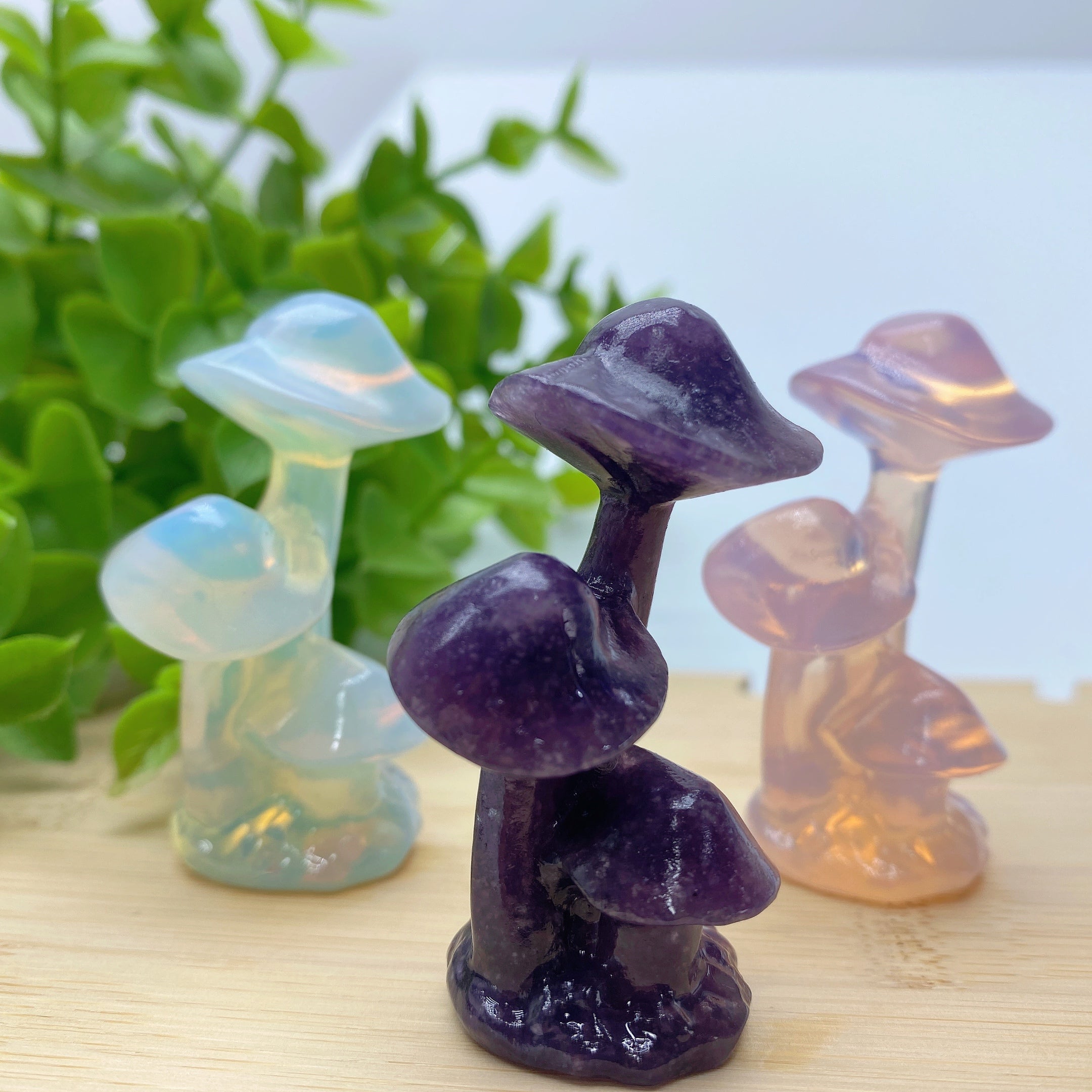 Sculptures de champignons en cristal mixte de 5,3 cm pour la guérison