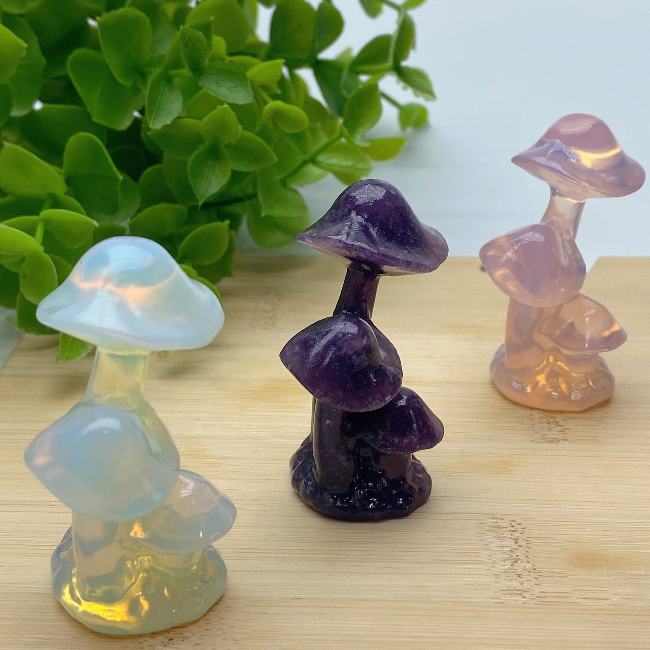 Sculptures de champignons en cristal mixte de 5,3 cm pour la guérison