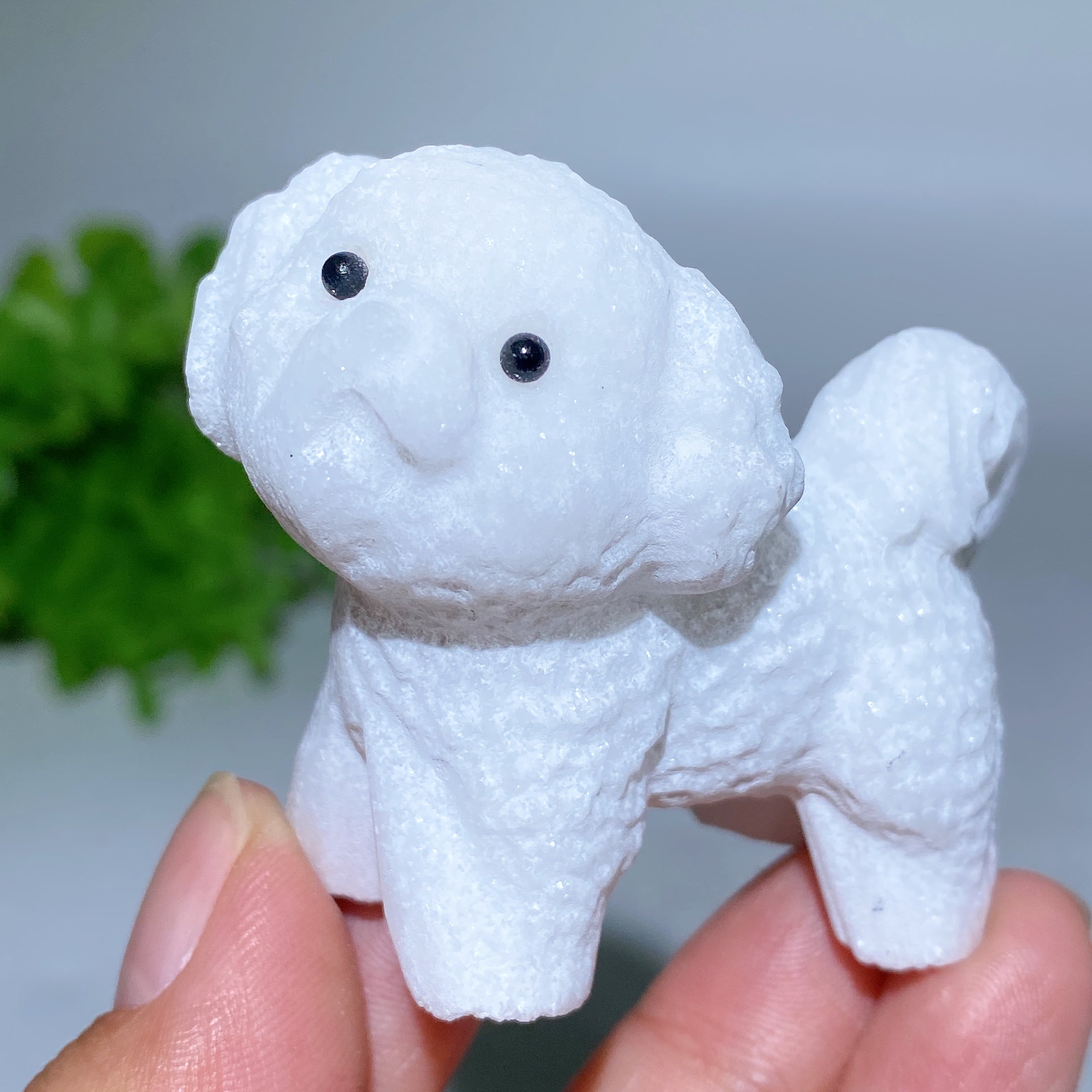 Figurine de chien en cristal de jade blanc de 5,3 cm pour la guérison