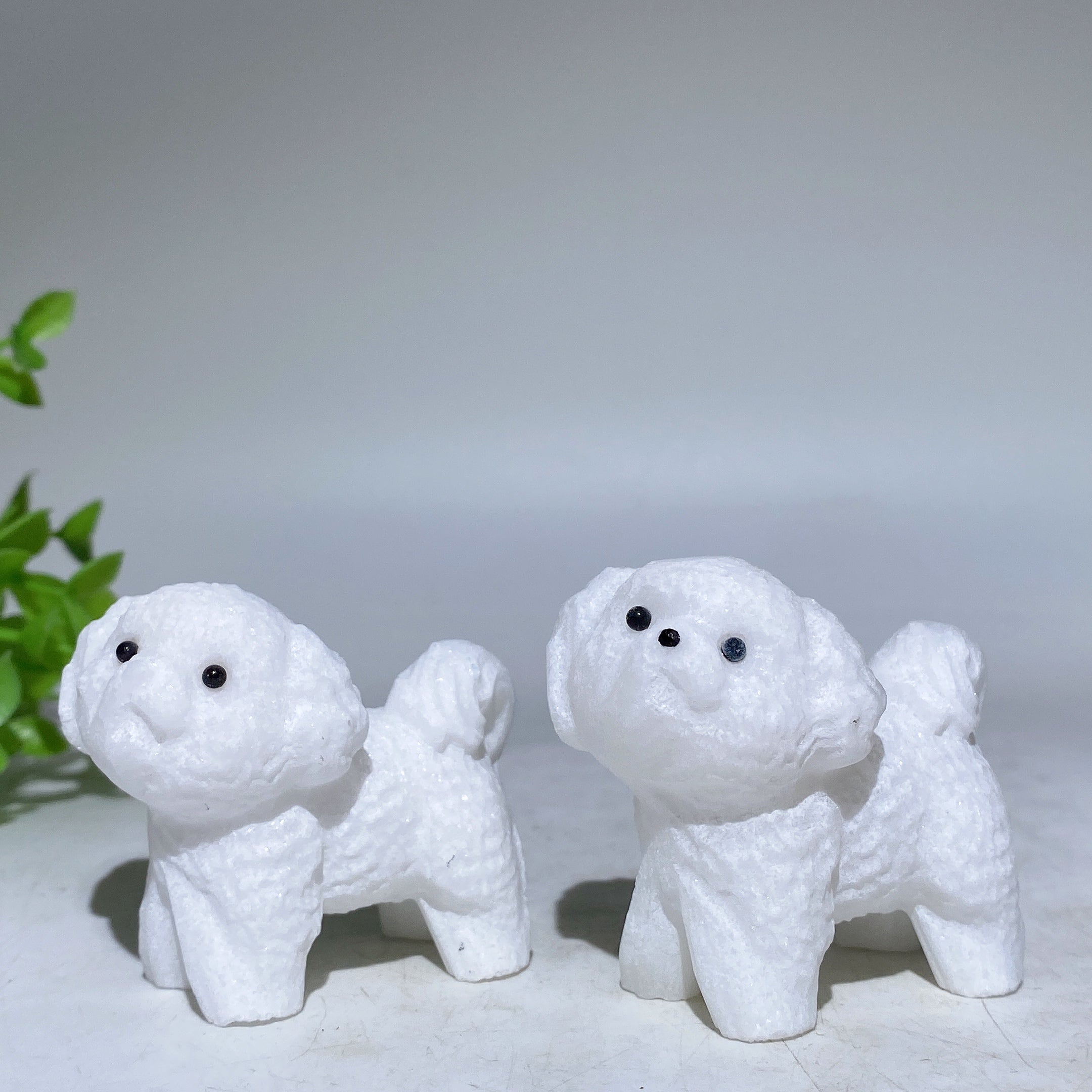 Figurine de chien en cristal de jade blanc de 5,3 cm pour la guérison