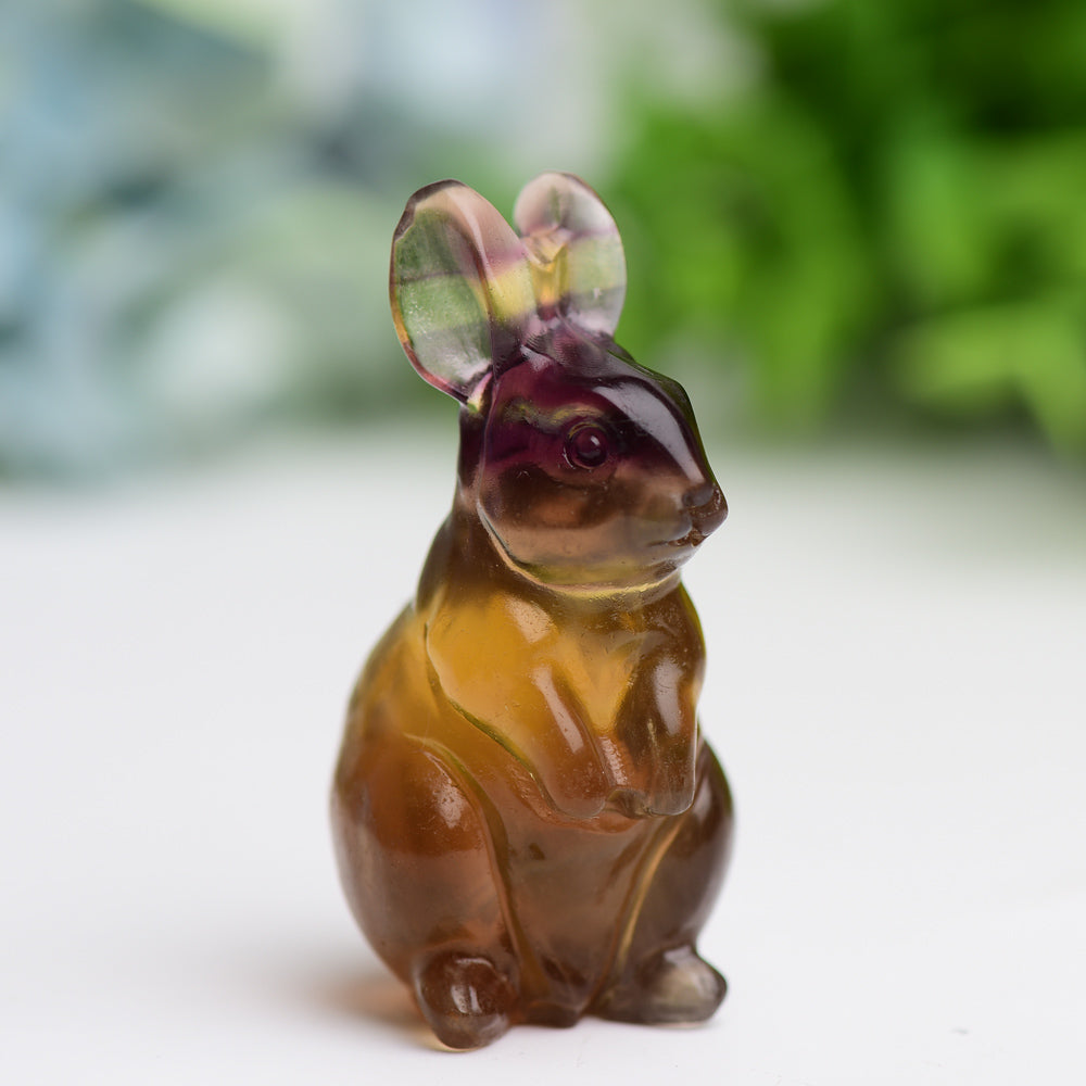 Figurine de lapin en cristal sculpté de 5,6 cm pour la prospérité