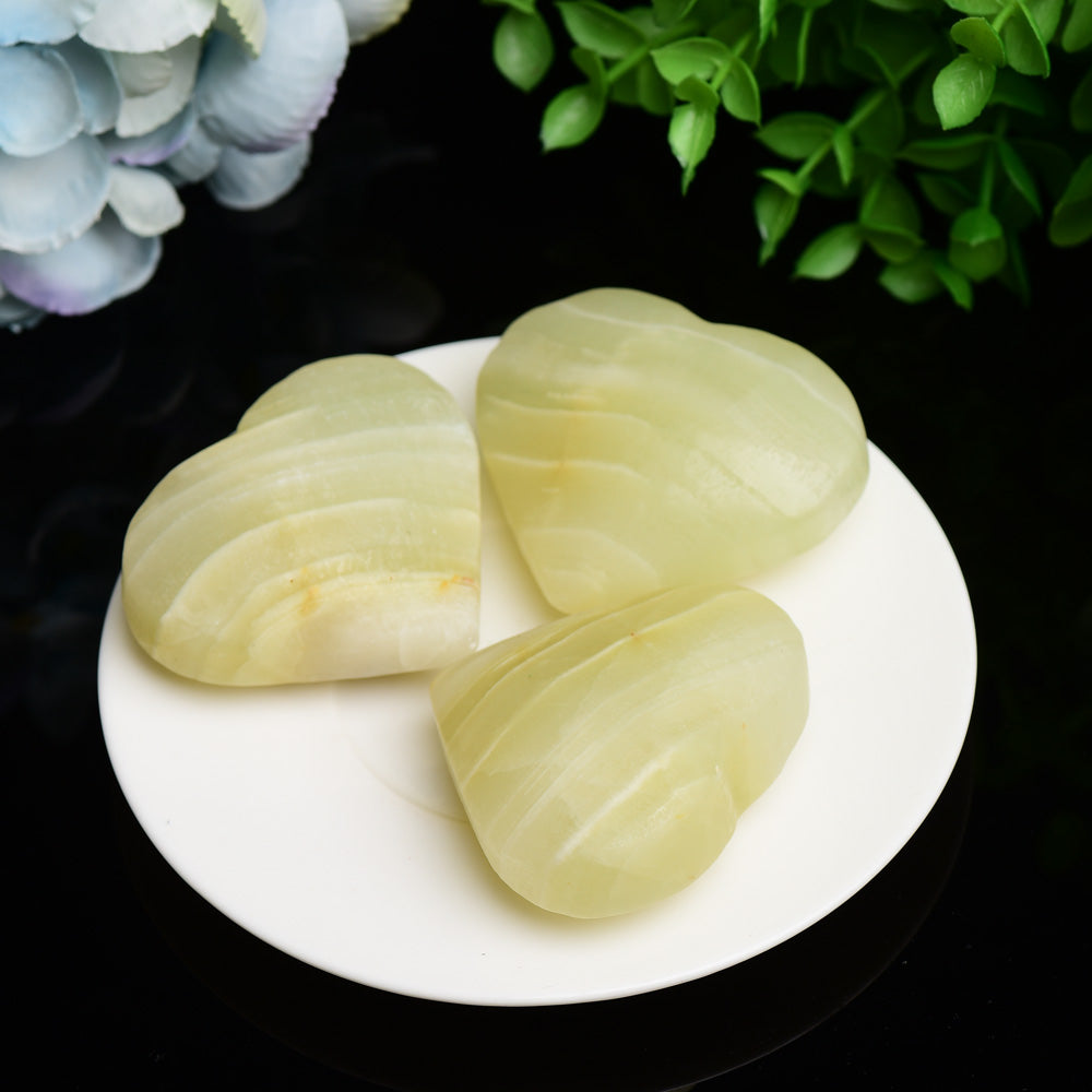Sculpture en cristal de cœur en jade afghan de 2,2 pouces