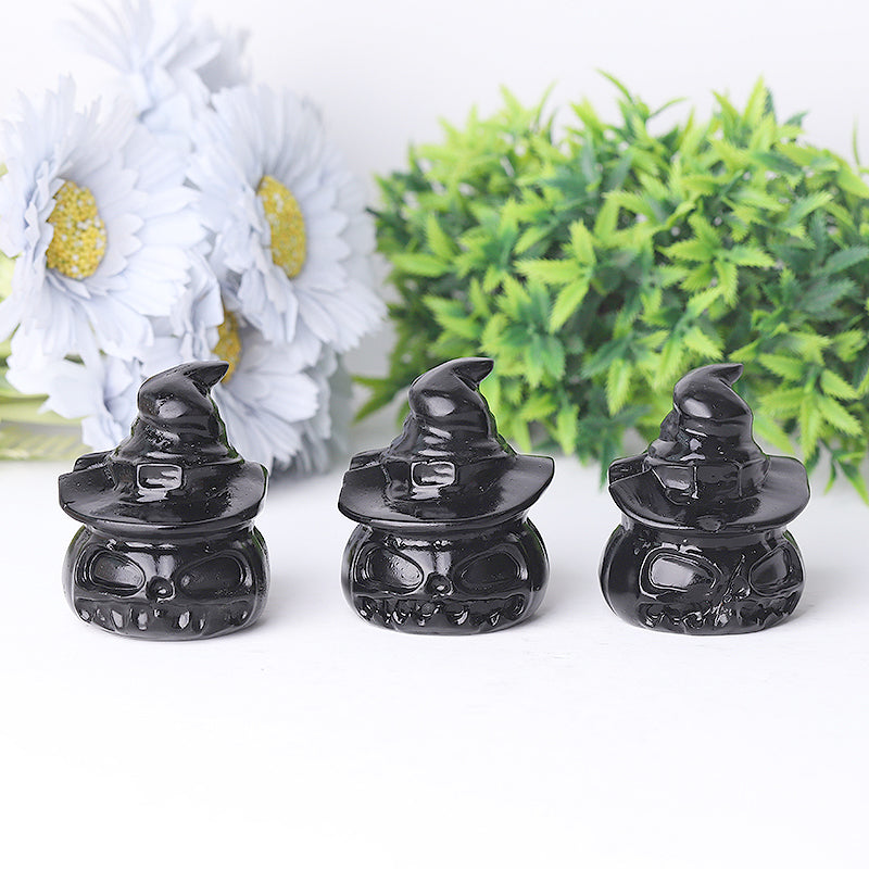 2.2-Inch Black Obsidian Pumpkin Crystal Figurine for Energetic Protection