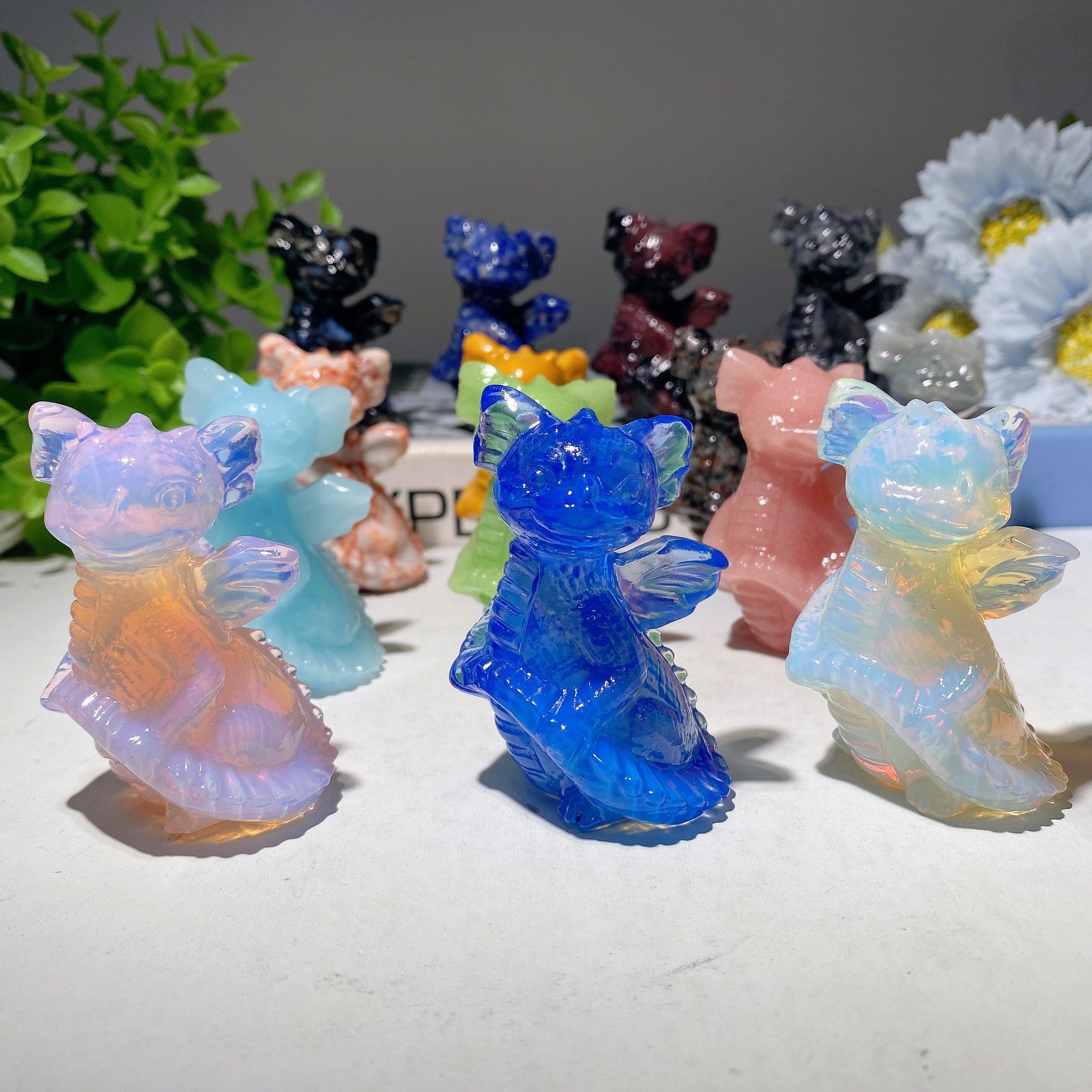 Sculpture de dragon en cristal mixte de 2,2 pouces pour la guérison
