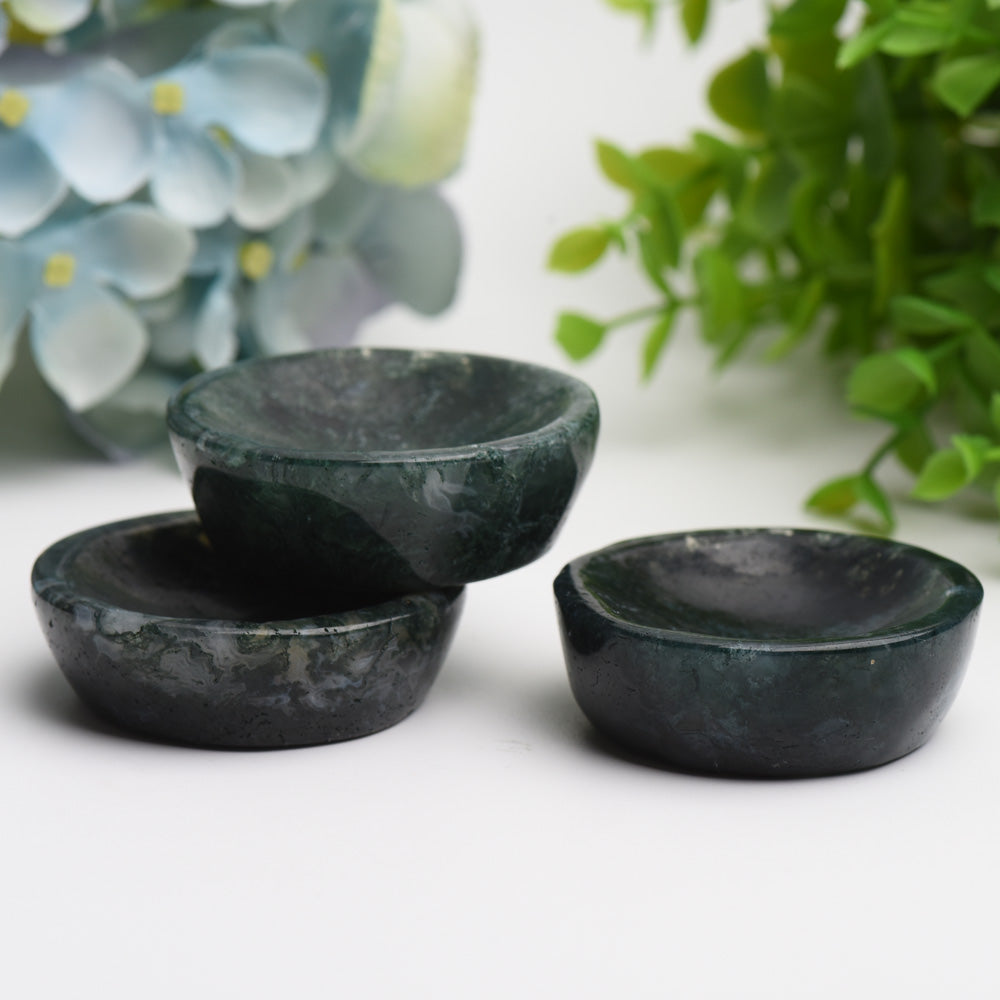 2.2 inch Moss Agate Crystal Bowl for Healing & Meditation
