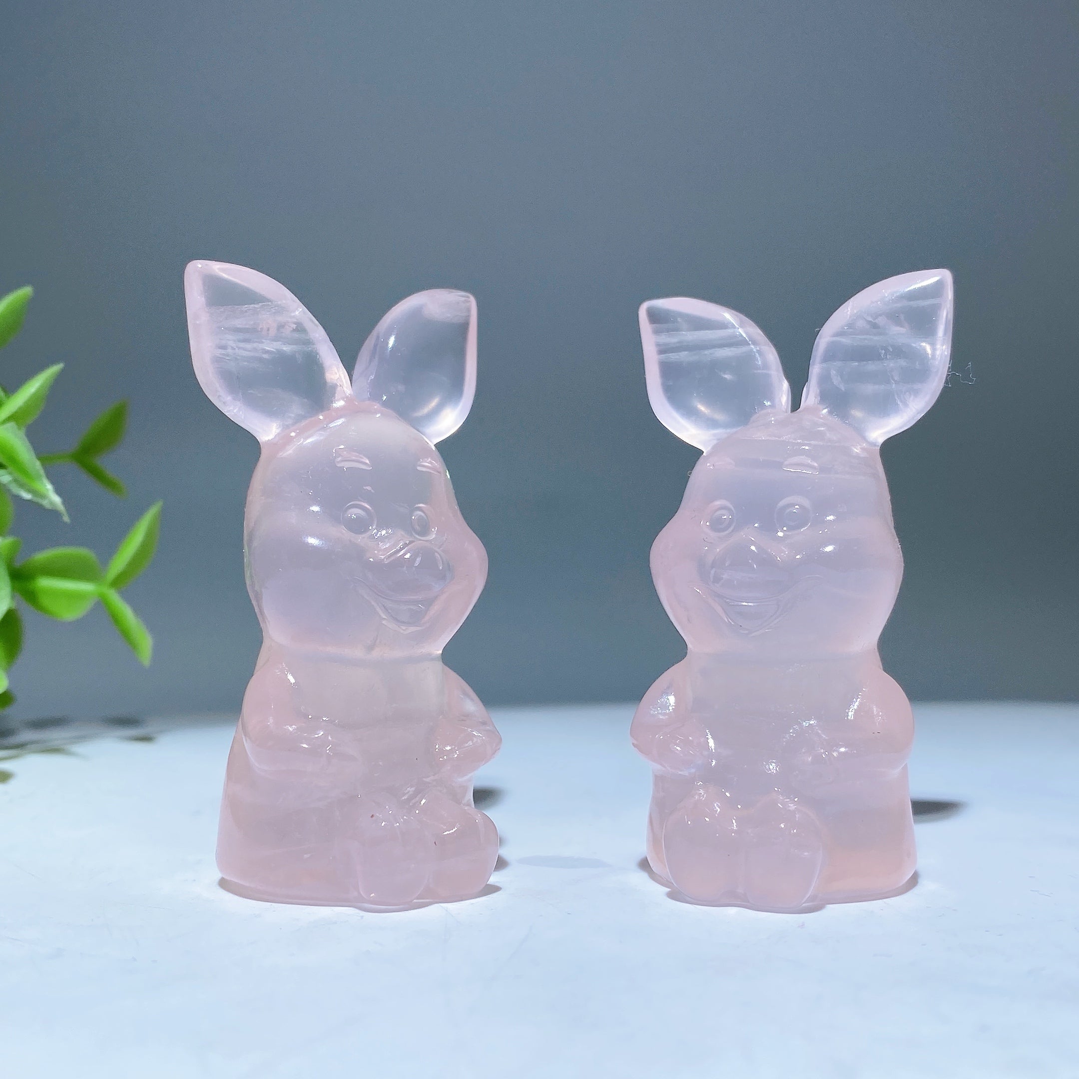 Figurine en cristal de guérison en quartz rose de 2,2 pouces en forme de porcelet