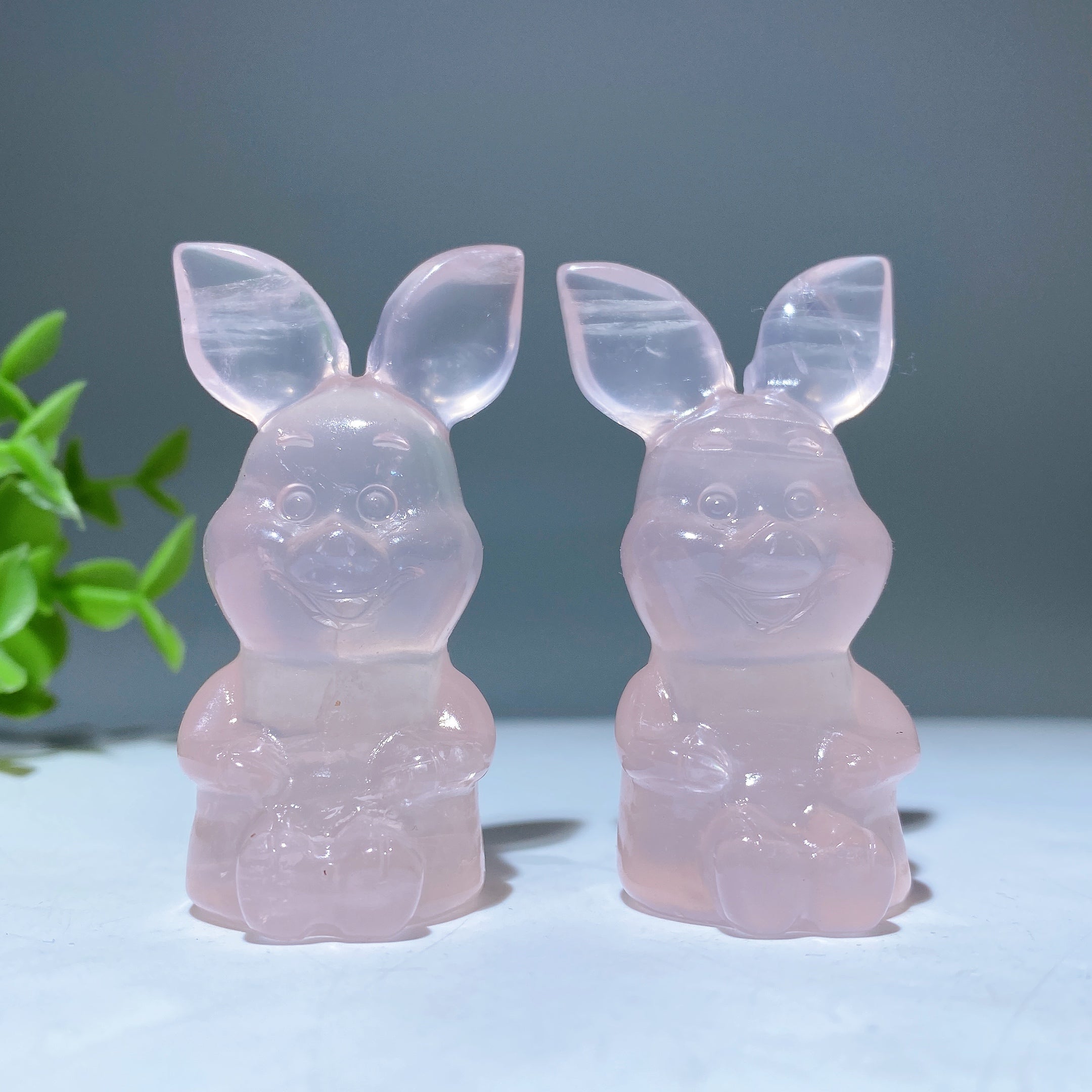 Figurine en cristal de guérison en quartz rose de 2,2 pouces en forme de porcelet
