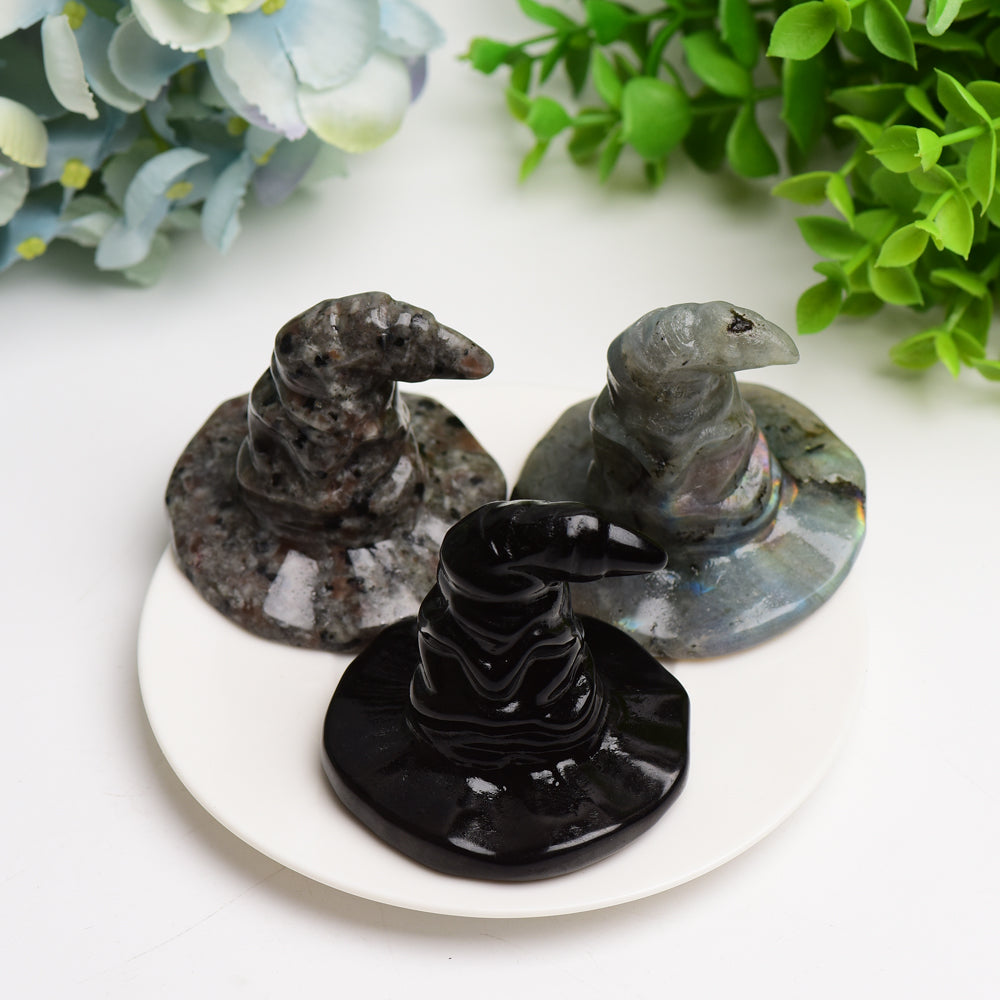 Figurine de chapeau de sorcier en cristal mixte de 5,6 cm pour la guérison