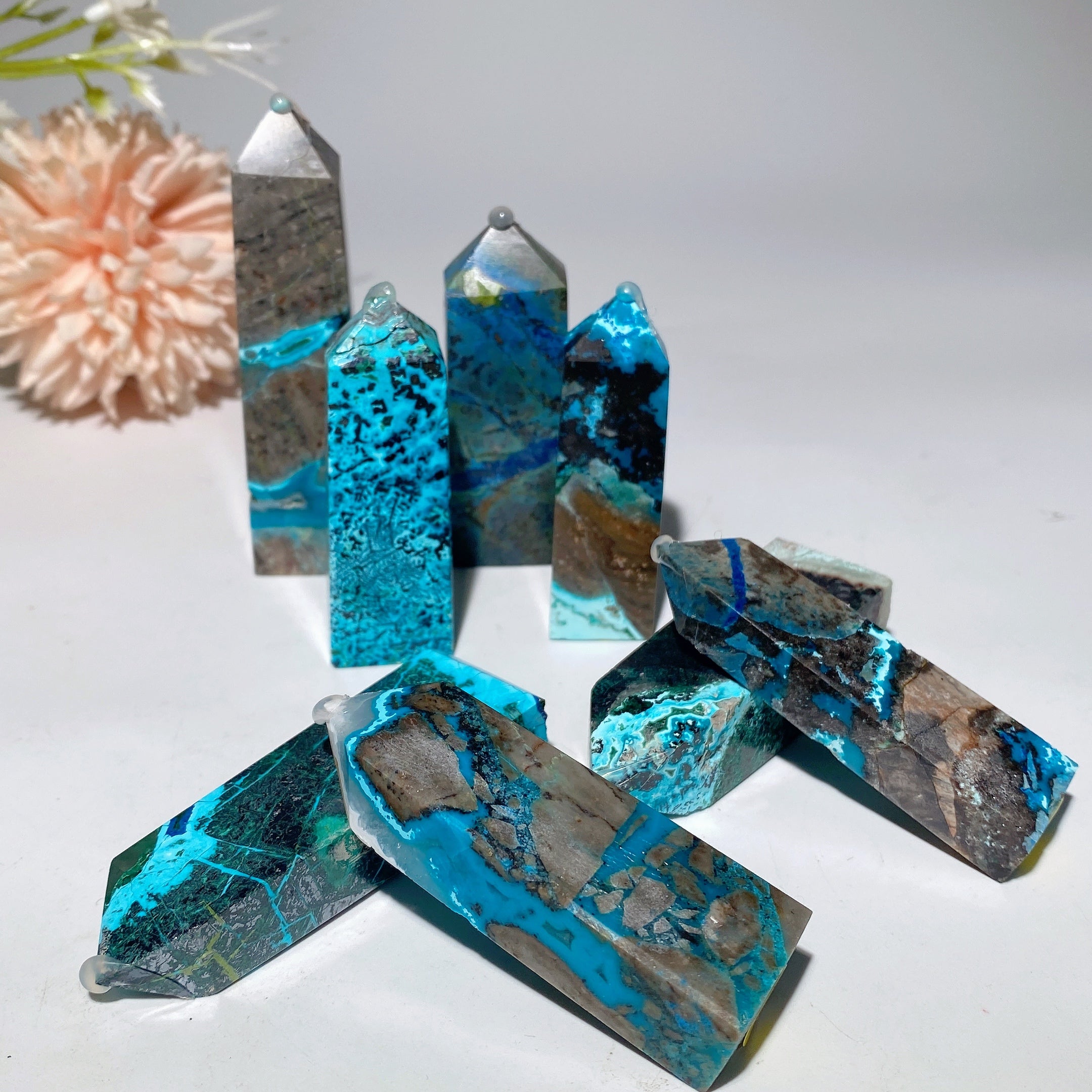 2-3.2 inch Chrysocolla Point Crystal for Healing Energy