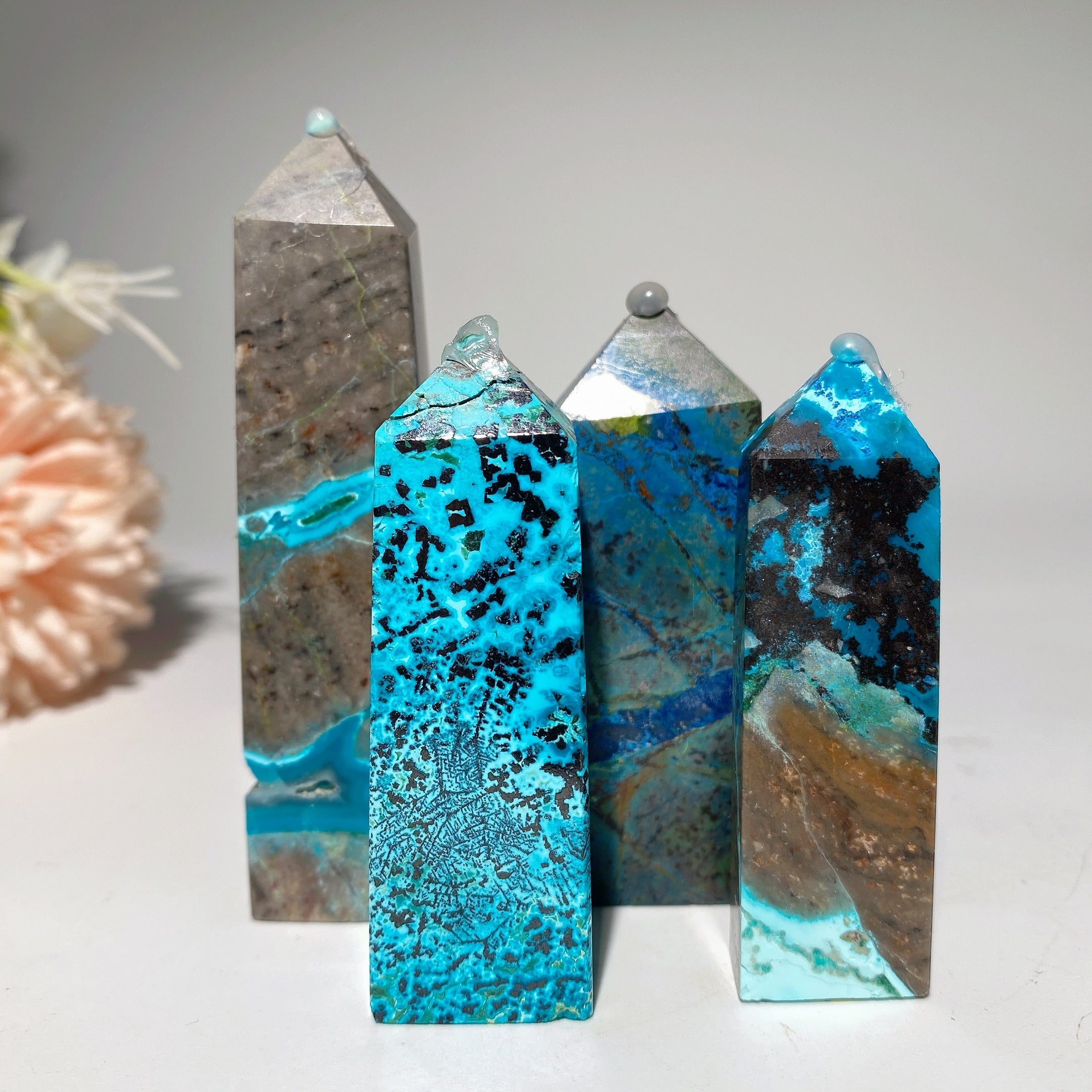 2-3.2 inch Chrysocolla Point Crystal for Healing Energy