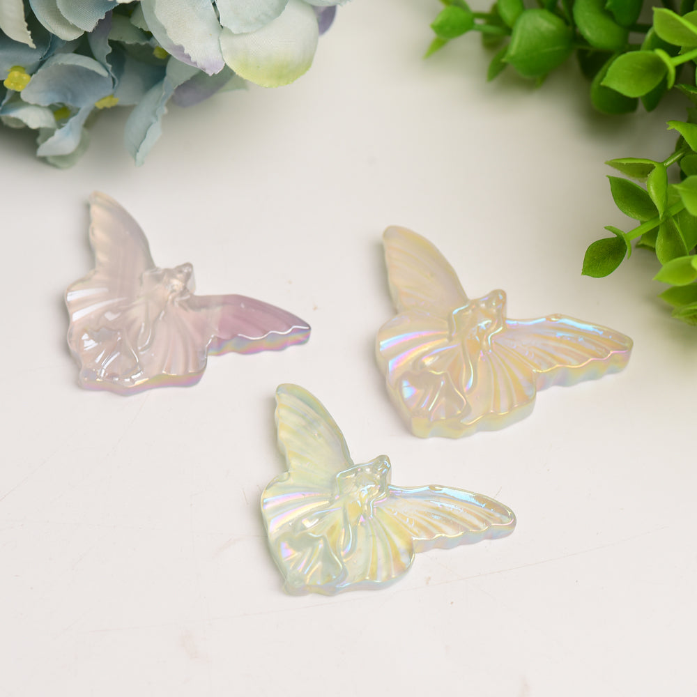 2.3" Clear Quartz Butterfly Crystal Carving for Healing