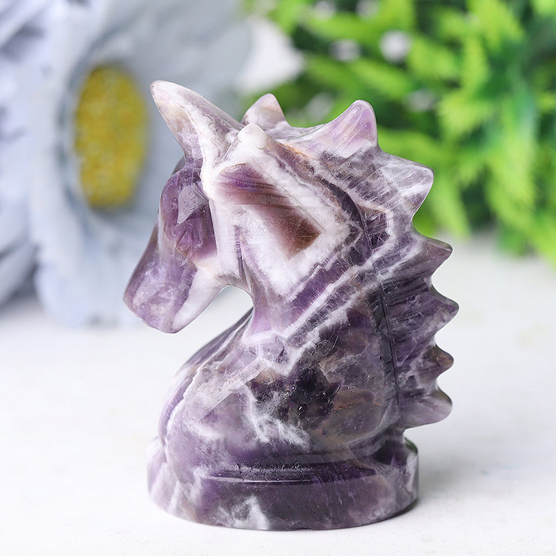 Sculpture en cristal de licorne améthyste de 2,3 pouces