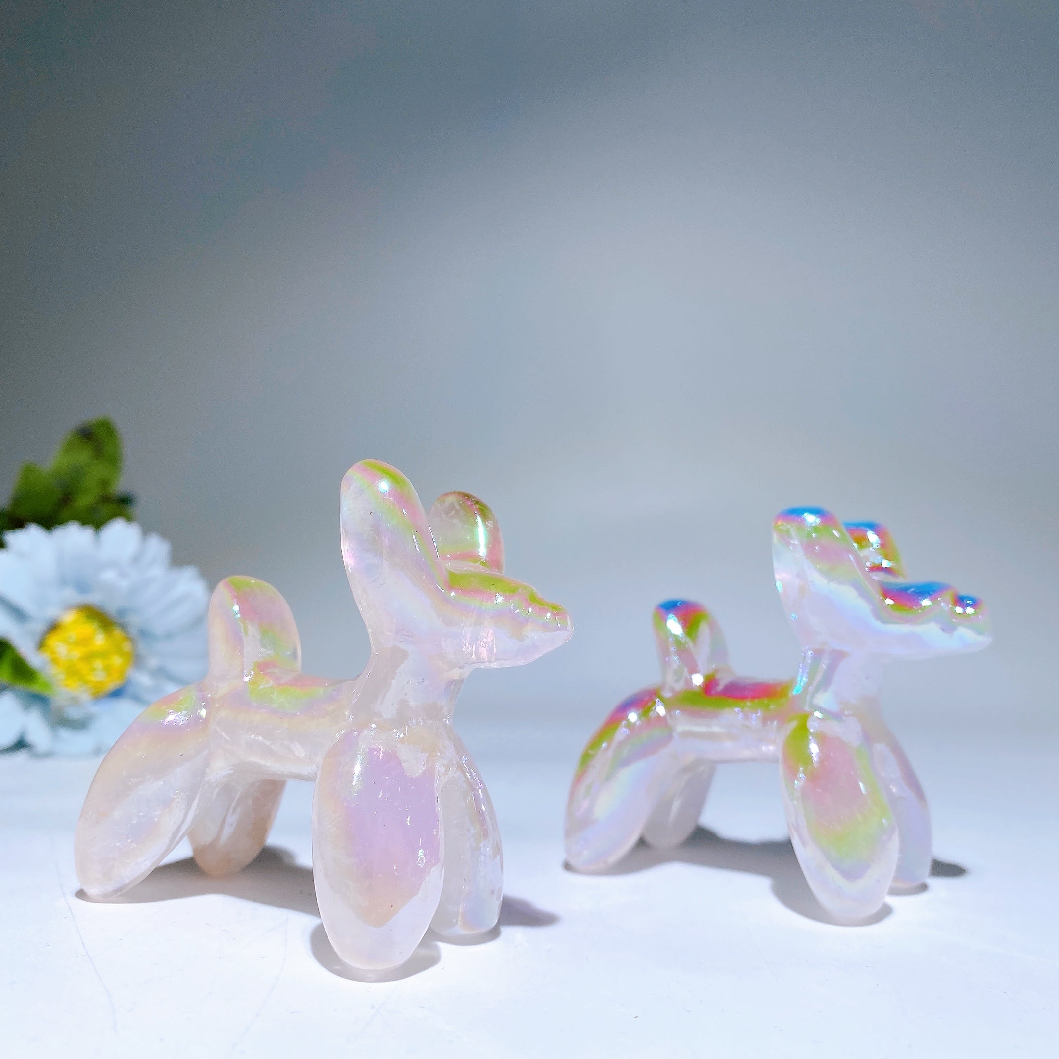 Sculpture de chien en cristal d'aura d'ange de 2,3 pouces pour la guérison