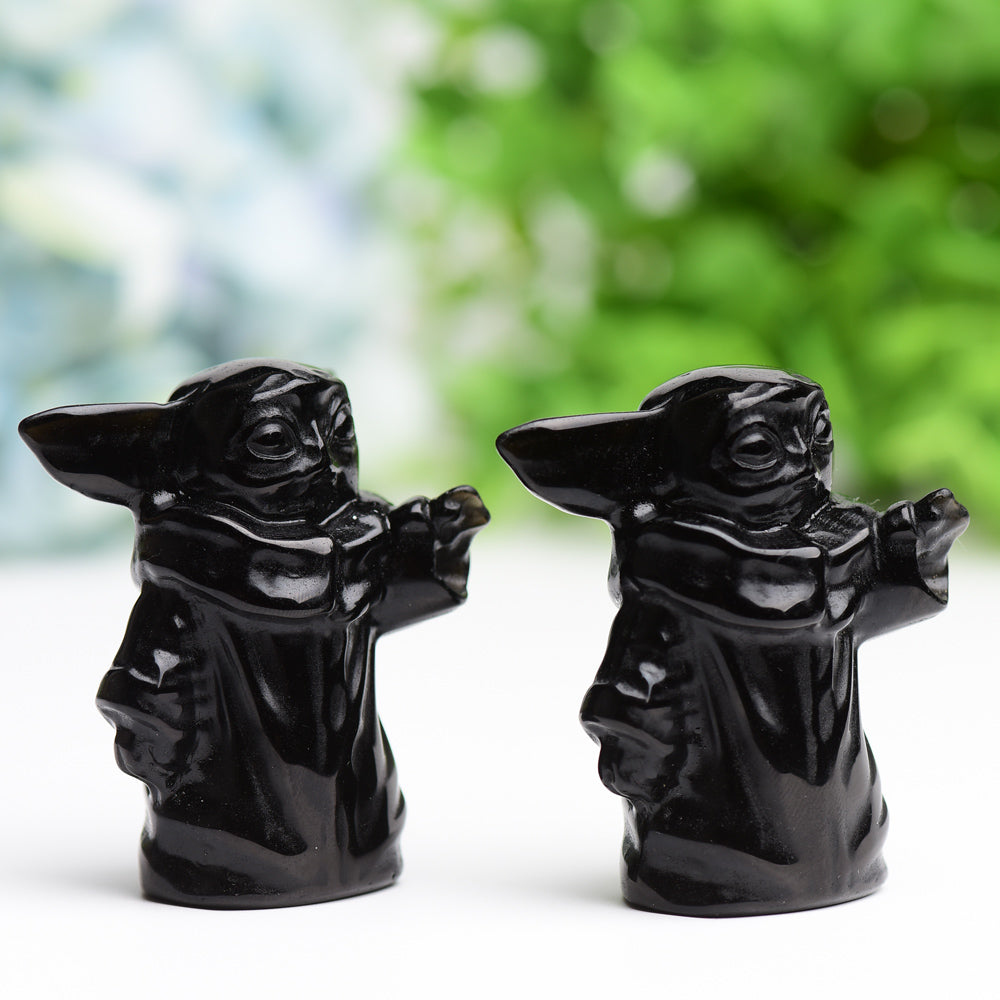 2.3 inch Black Obsidian Master Crystal Figurine Carving