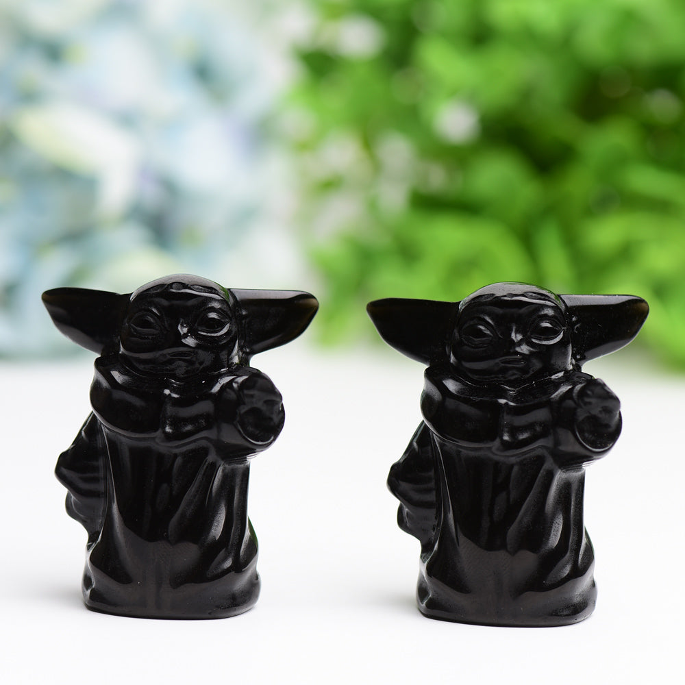 2.3 inch Black Obsidian Master Crystal Figurine Carving