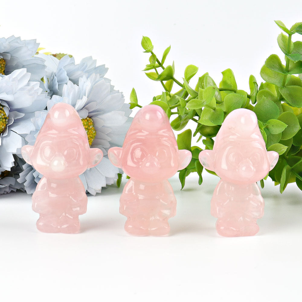 Figurine en quartz rose sculptée à la main de 2,3 pouces
