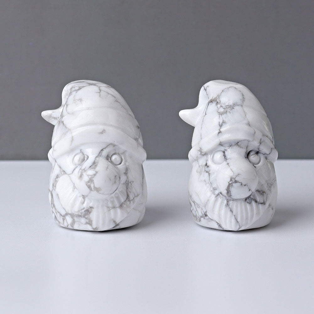 Figurine de gnome en cristal howlite de 2,3 pouces sculptée