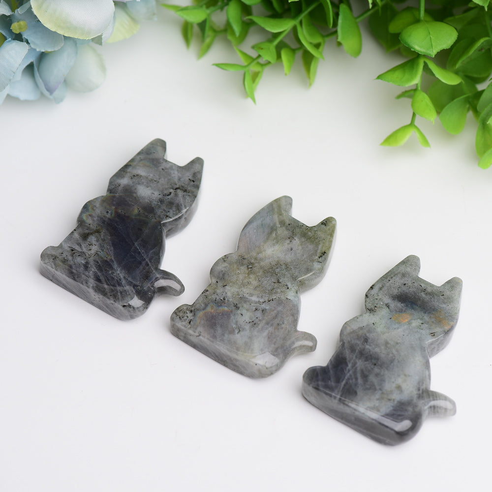 2.3 inch Labradorite Healing Cat Crystal Carving Figurine