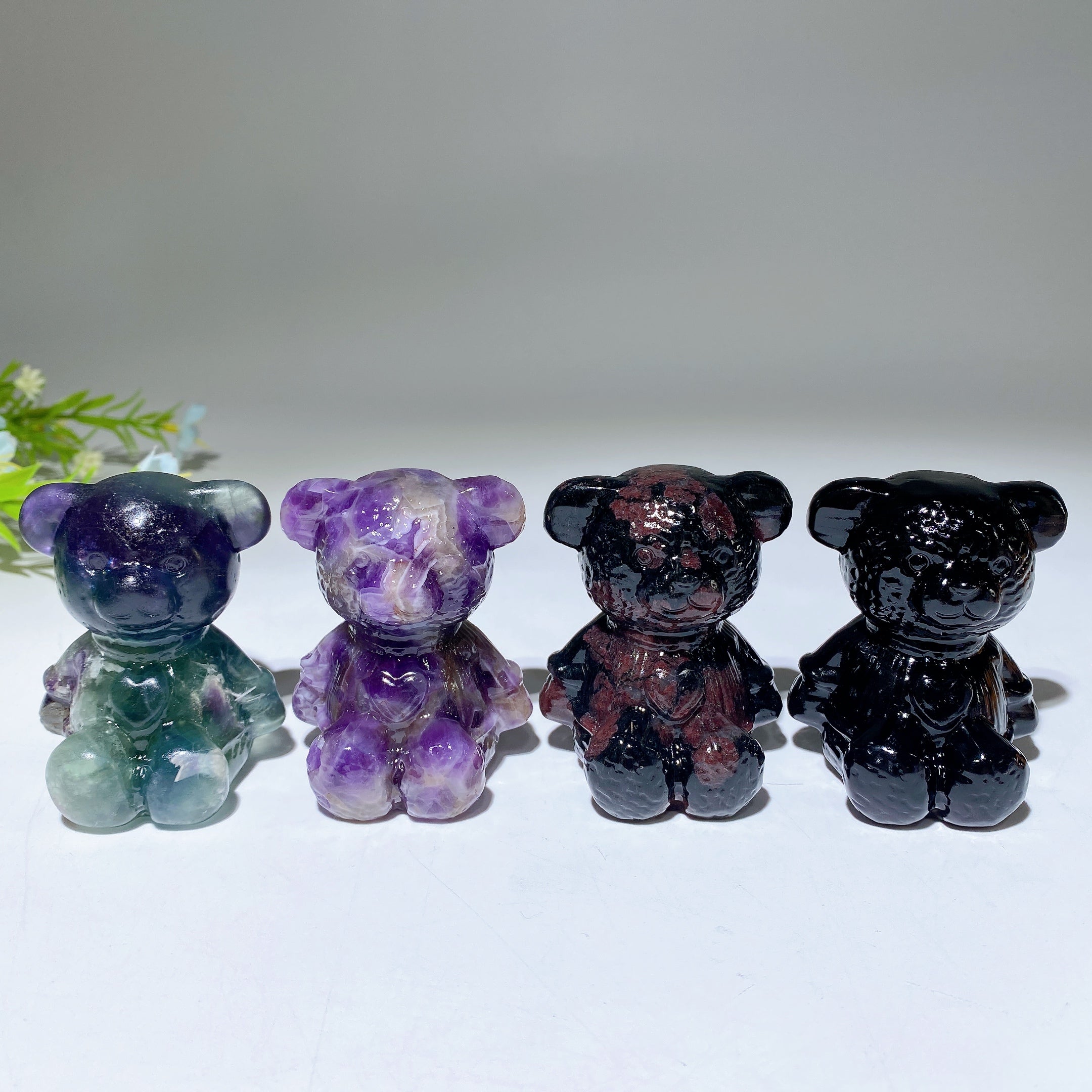 Figurines d'ours en cristal mixte de 2,3 pouces pour la guérison