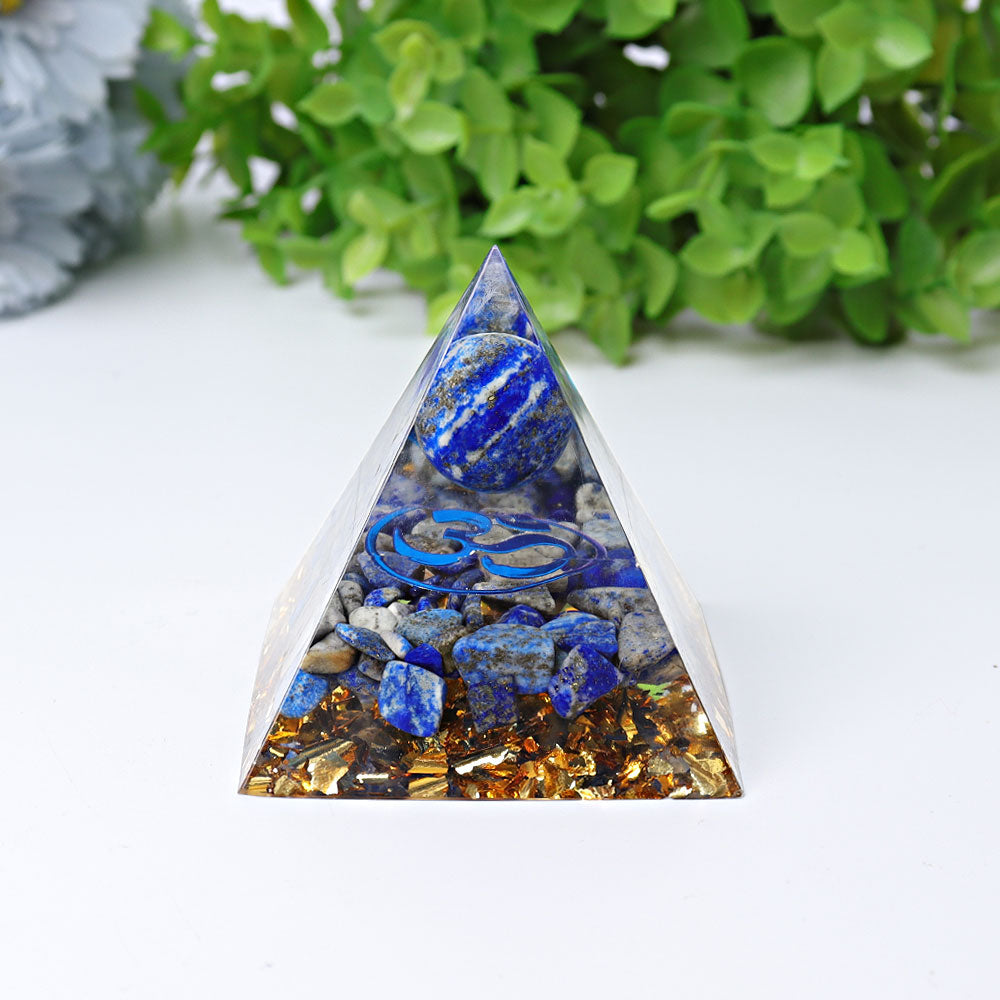 Pyramide de cristal de guérison en résine de lapis-lazuli de 2,3 pouces