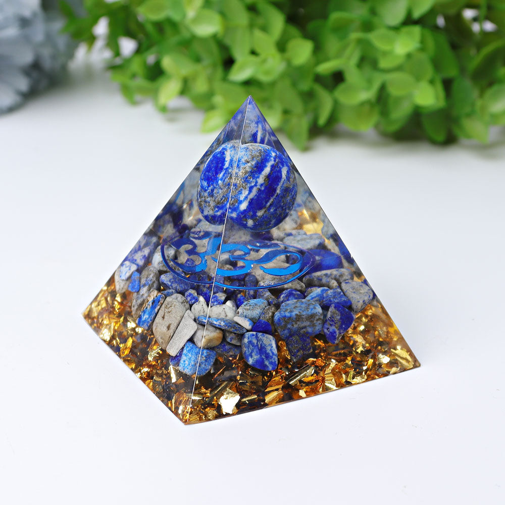 Pyramide de cristal de guérison en résine de lapis-lazuli de 2,3 pouces