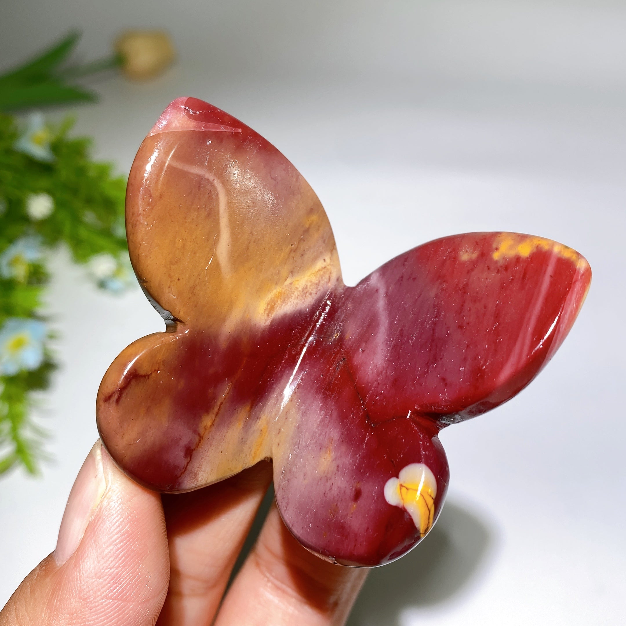 2.3 inch Rhodonite & Mookite Butterfly Crystal Carvings
