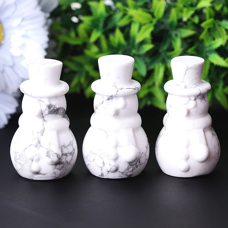 Figurine de bonhomme de neige en cristal Howlite de 2,35 pouces