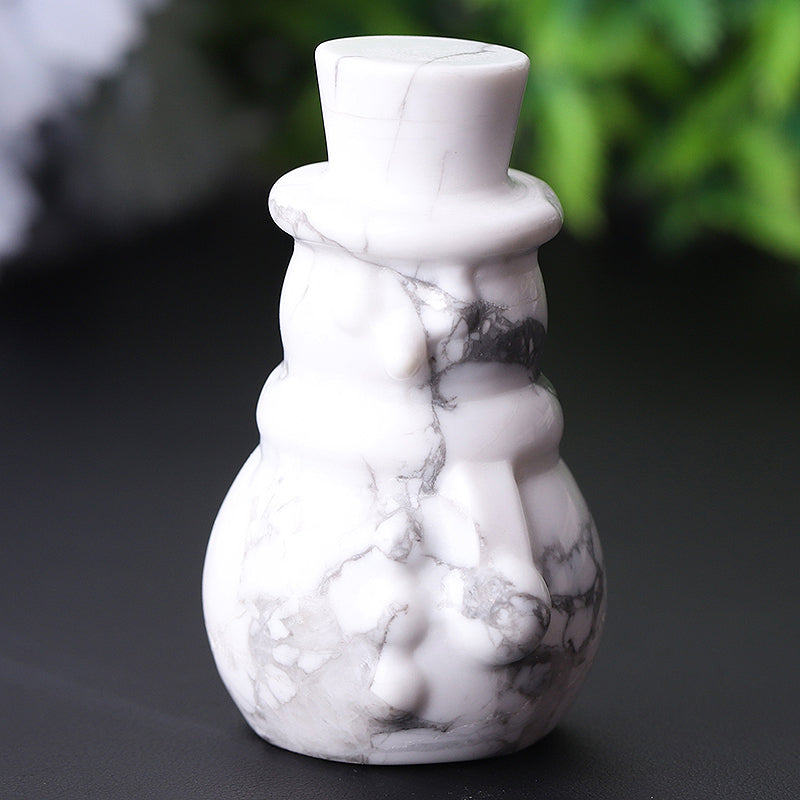 Figurine de bonhomme de neige en cristal Howlite de 2,35 pouces