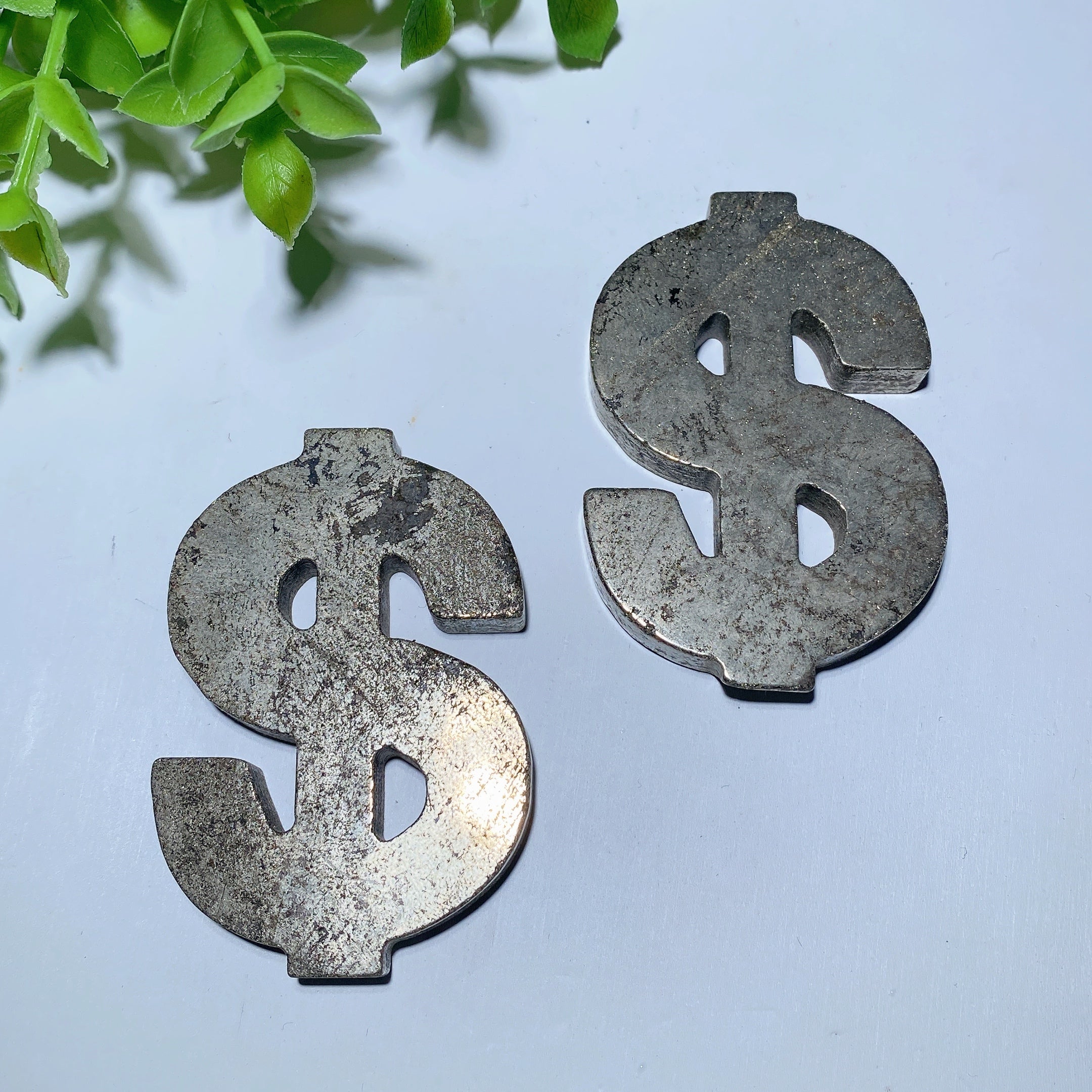 2.35 Inch Pyrite Dollar Sign Crystal Figurine Healing