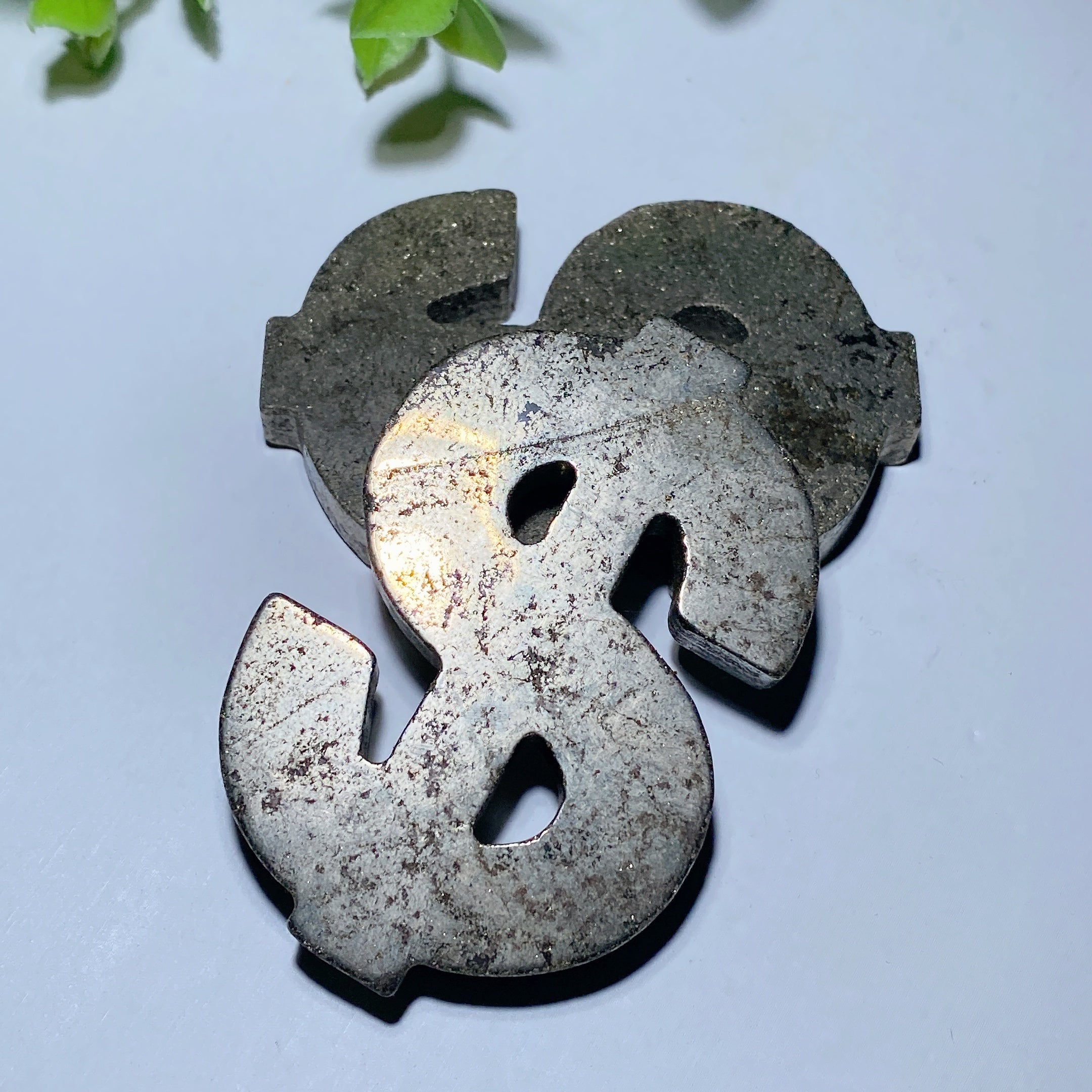 2.35 Inch Pyrite Dollar Sign Crystal Figurine Healing