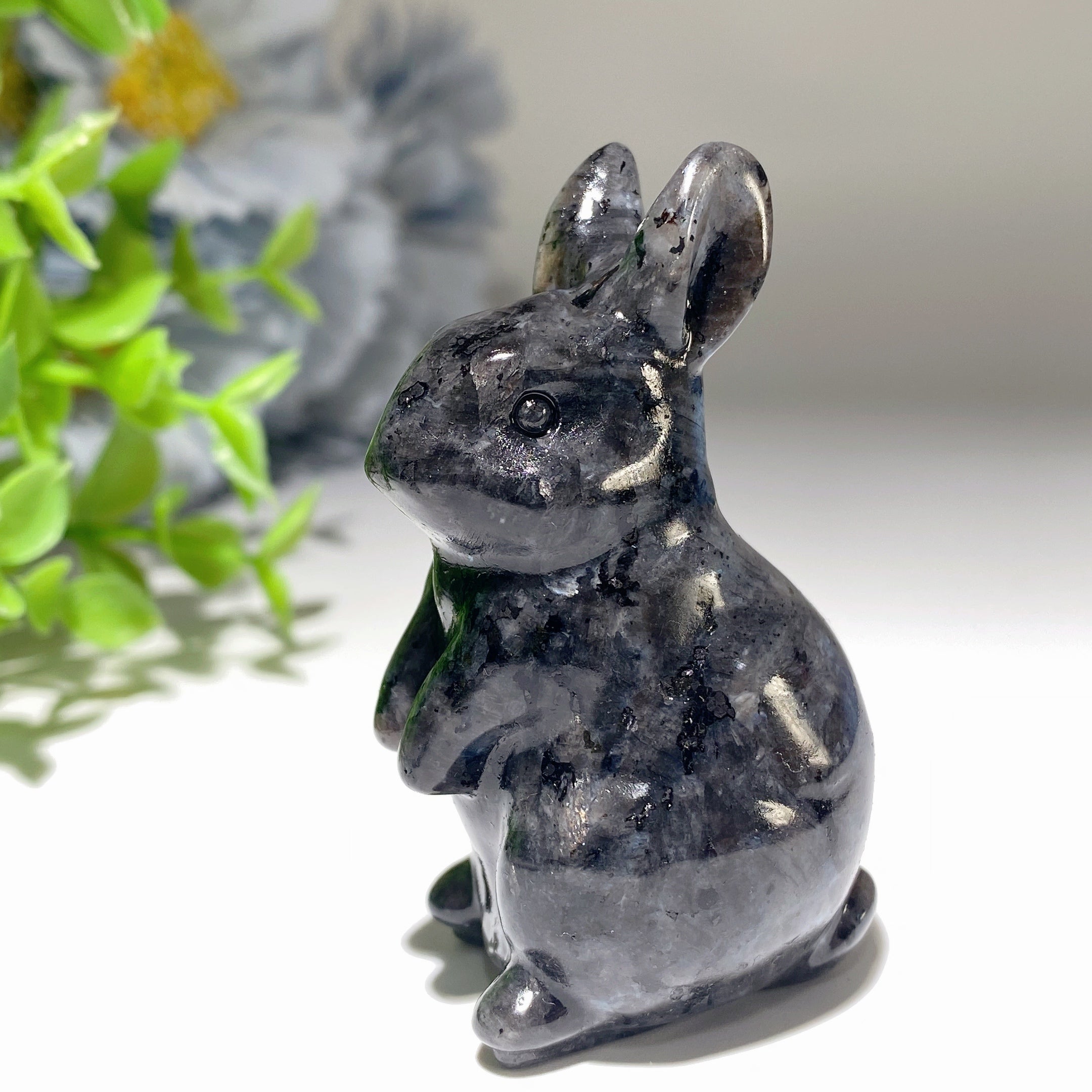 Sculpture de lapin en cristal mixte de 6 cm pour la guérison et la chance