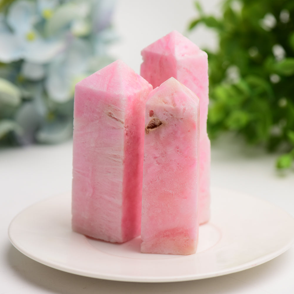 2.5-3.5 inch Pink Aragonite Healing Crystal Tower