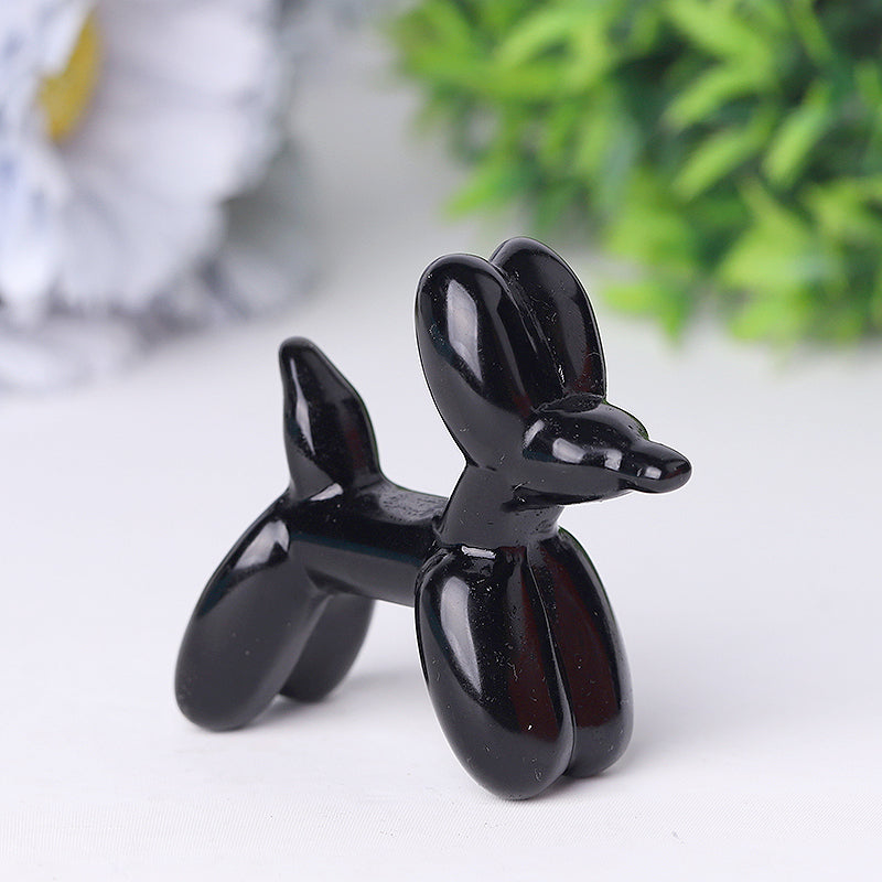 2.5 inch Black Obsidian Balloon Dog Spiritual Figurine