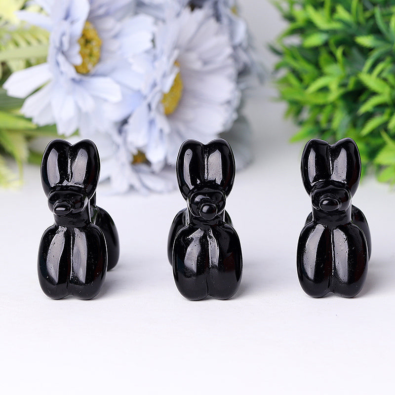 2.5 inch Black Obsidian Balloon Dog Spiritual Figurine