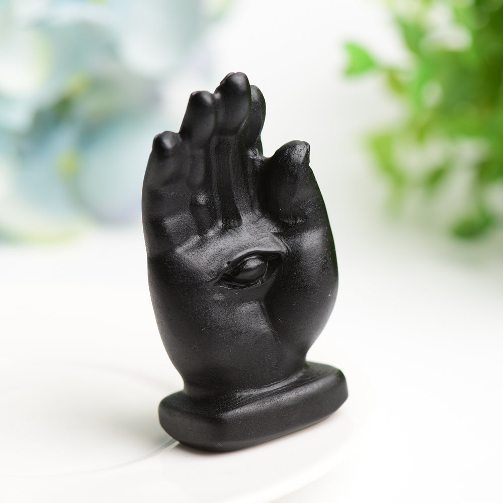 2.5 inch Black Obsidian Hand Figurine for Healing Energy